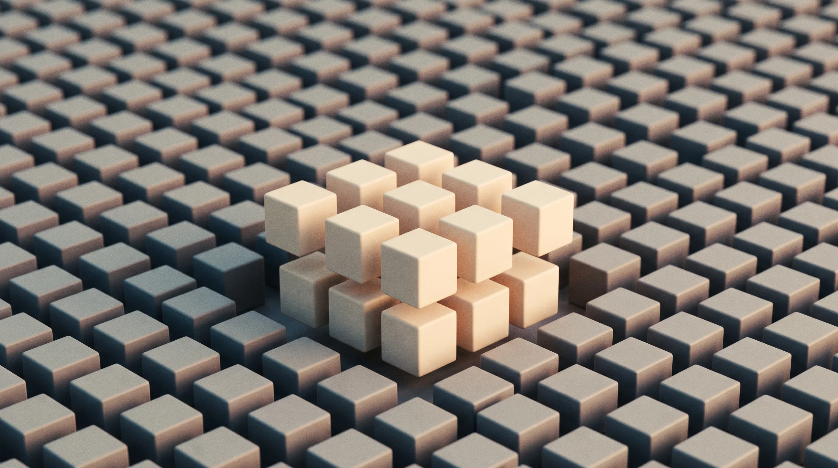 Digital illustration for article section "What K3 Actually Is" in "Moonshot AI Pauses Kimi K3 Sign-Ups Days After Launch Due to Demand" - A conceptual and minimalist visual representation of a Mixture-of-Experts architecture, featuring a ...