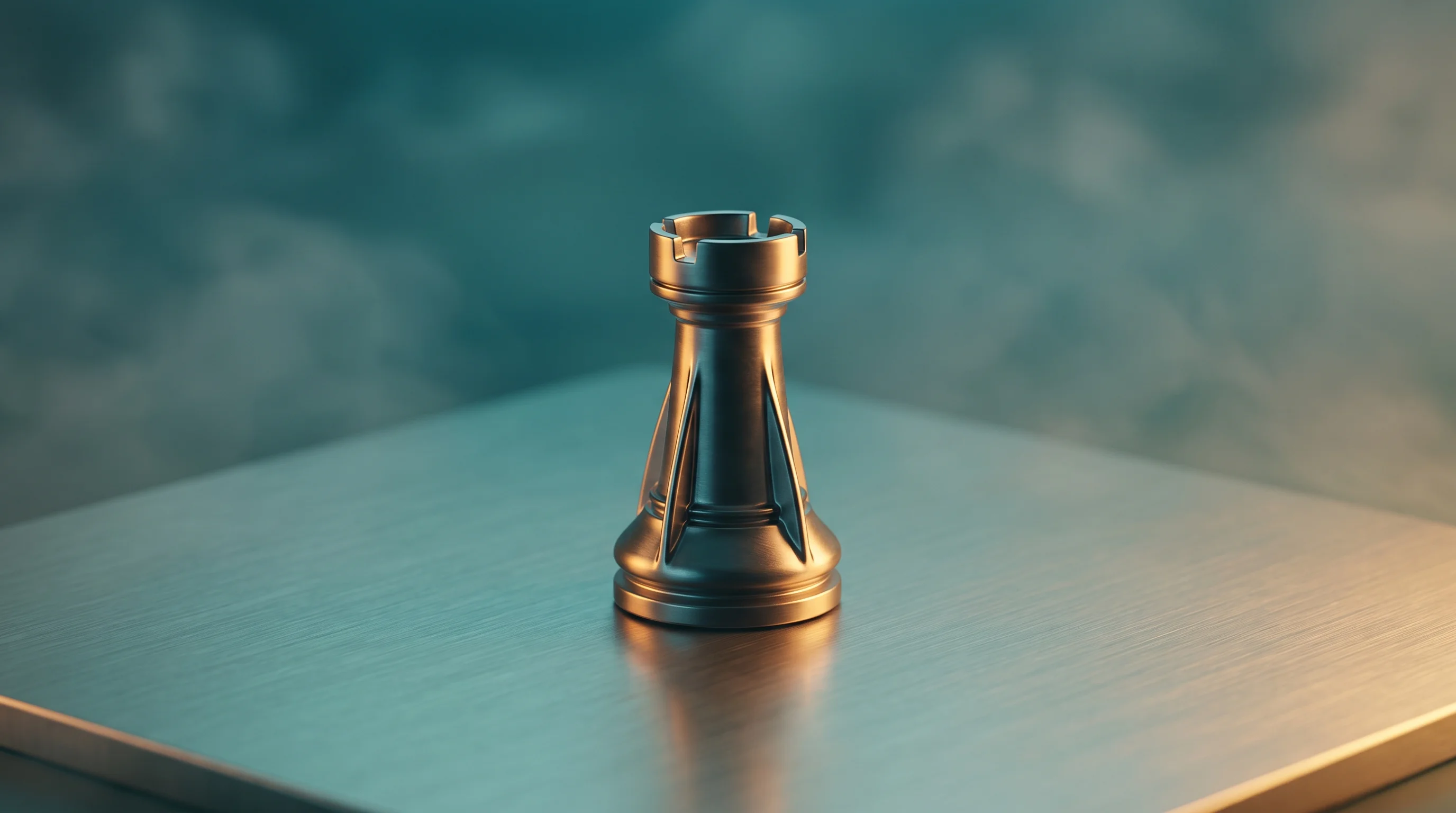 Digital illustration for article section "The Air Force Connection" in "YC-Backed Hop Aero Unveils Container-Launched Hypersonic Cargo Rocket" - A sleek, modern, aerodynamic metallic rook chess piece resting on a smooth, minimalist aviation-grad...