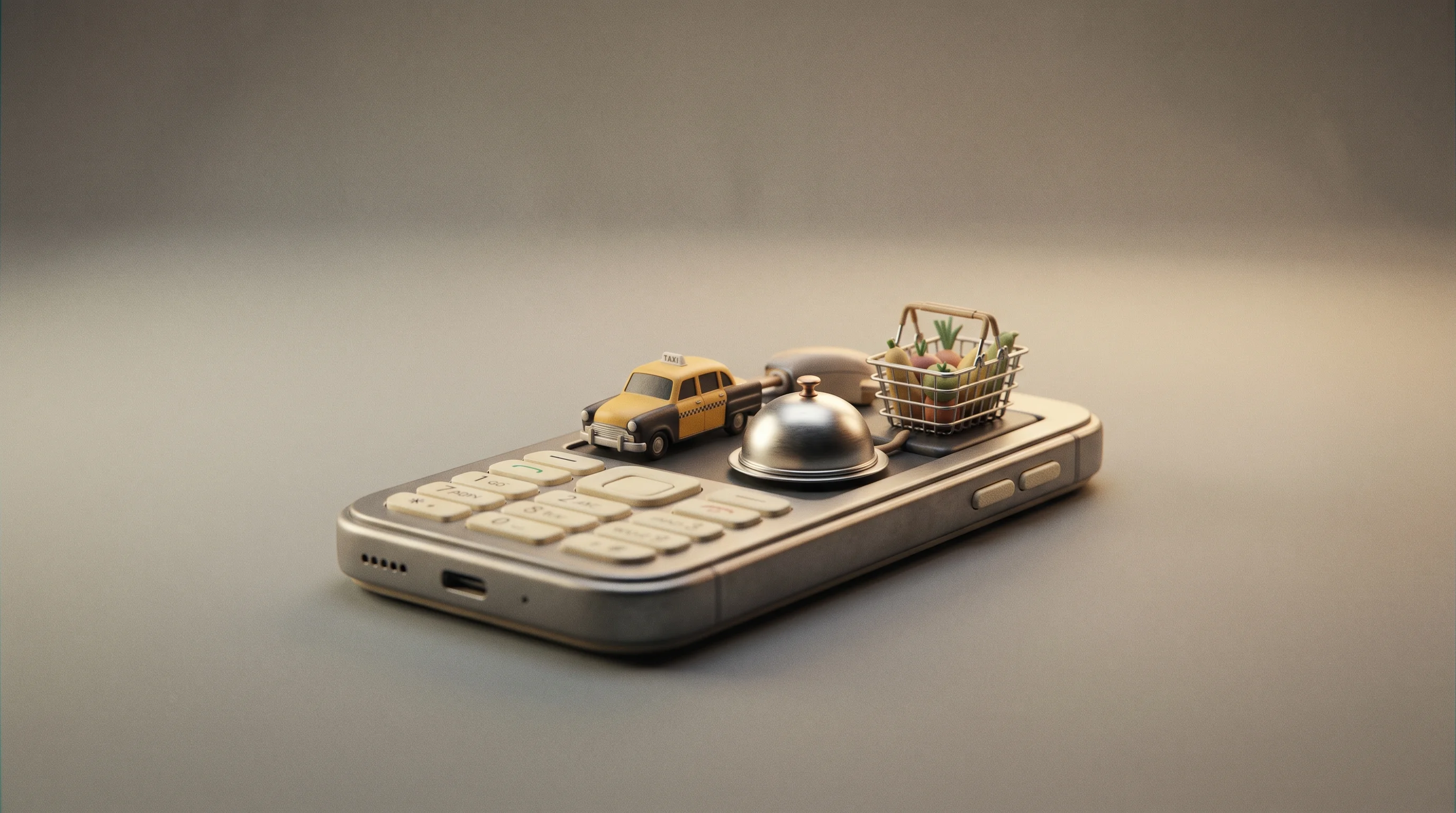 Digital illustration for article section "The Super-App Playbook, Damascus Edition" in "Syrian Super-App Labby Raises $10M in First Foreign Tech Investment" - A clean, minimal, and conceptual composition featuring a single, stylized mechanical smartphone-like...