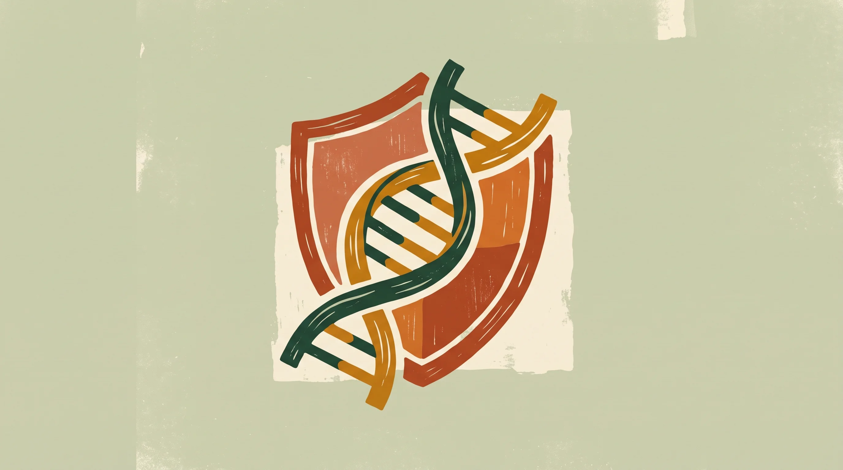 Digital illustration for article section "The Incumbents Aren't Waiting Around" in "How TareBio Aims to Build Personalized Cancer Vaccines in Weeks" - A clean, minimalist conceptual illustration featuring a single, bold abstract double-helix motif swi...