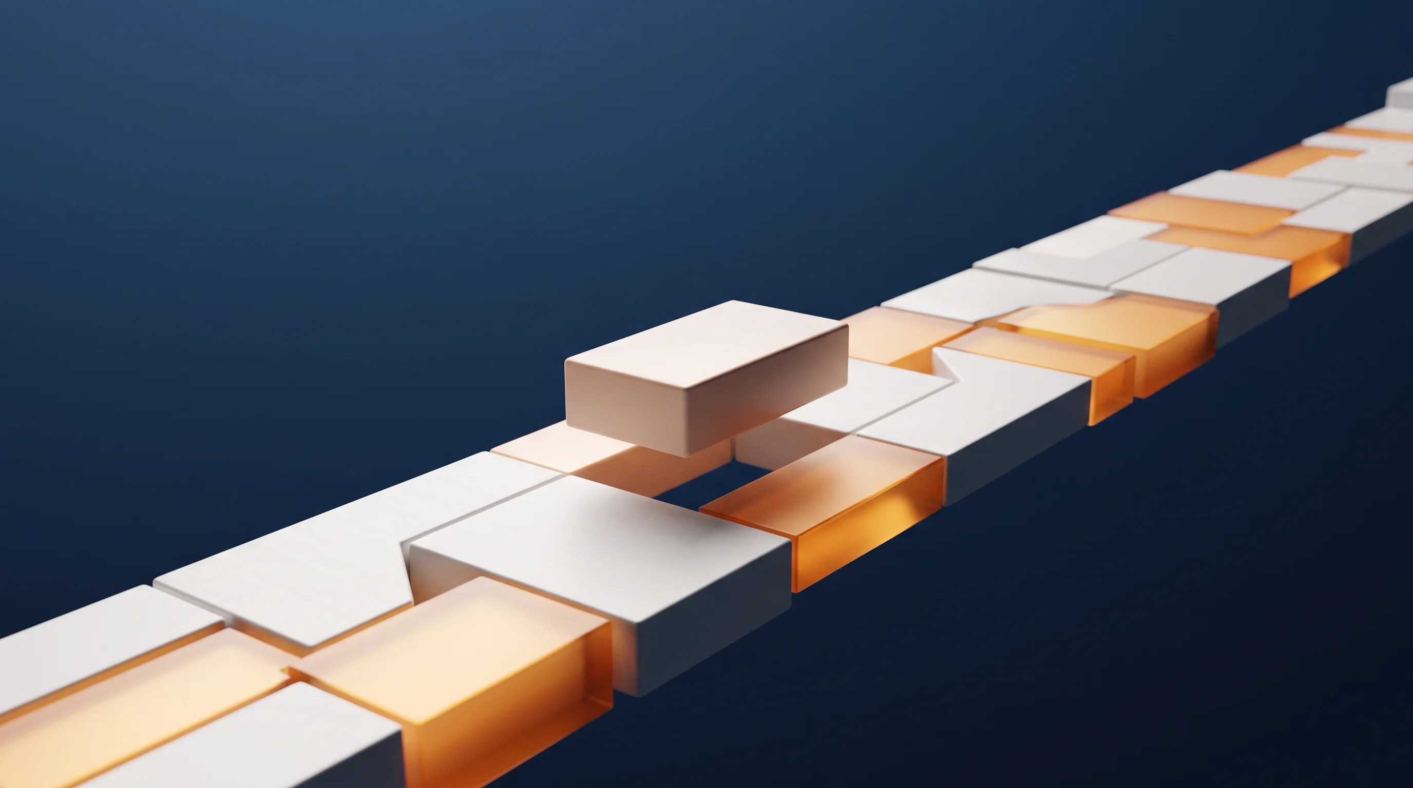 Digital illustration for article section "The Middle Path" in "Open-Source GTM Automation Tools Emerge as Alternative to Enterprise AI" - A clean, minimalist composition featuring a sleek, modern pathway being constructed block by block a...