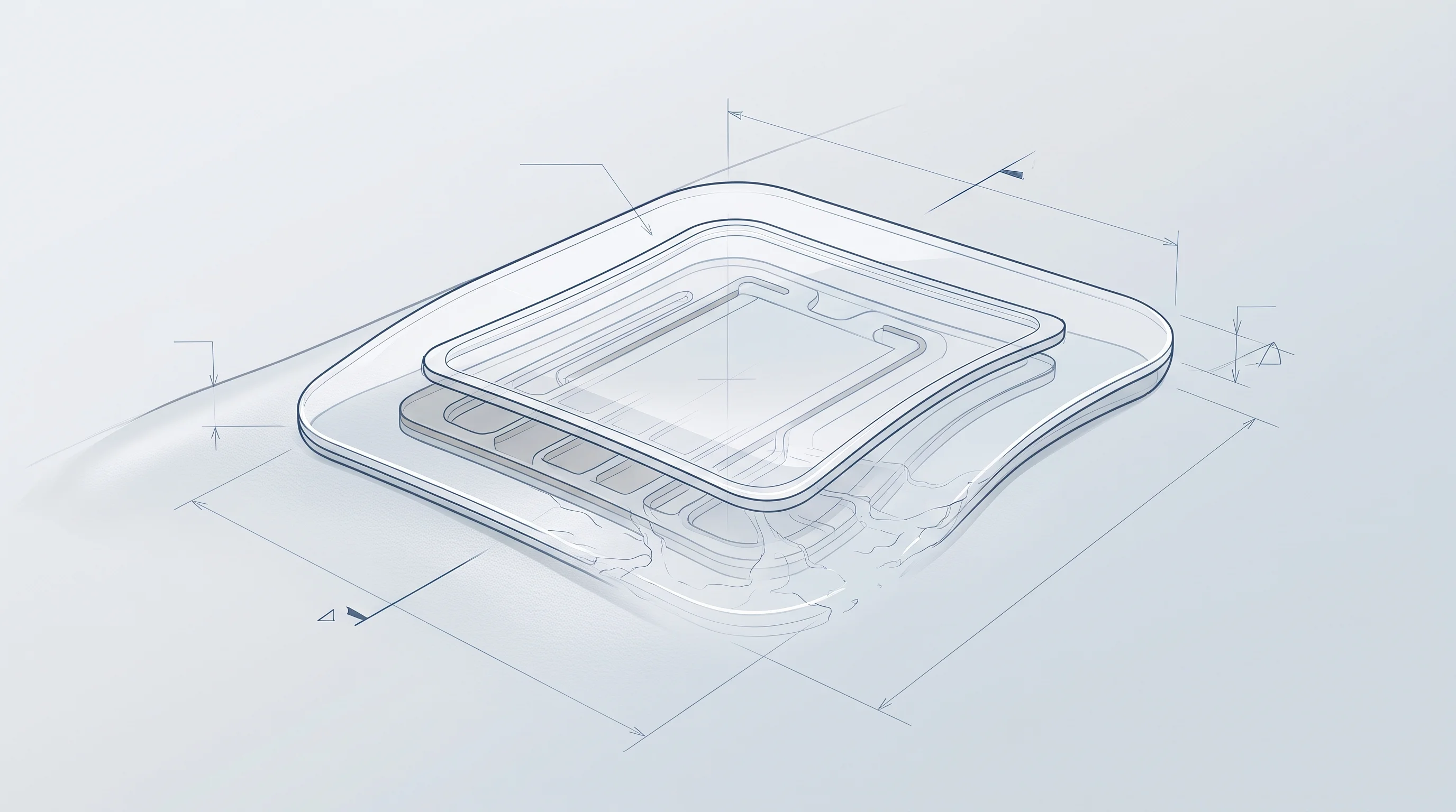 Digital illustration for article section "The Verdict Is Still Dissolving" in "UK Biotech Launches World's First Painless Microdot Tattoo System" - A minimalist, conceptual close-up of a high-tech dissolving patch resting on a smooth, abstract surf...