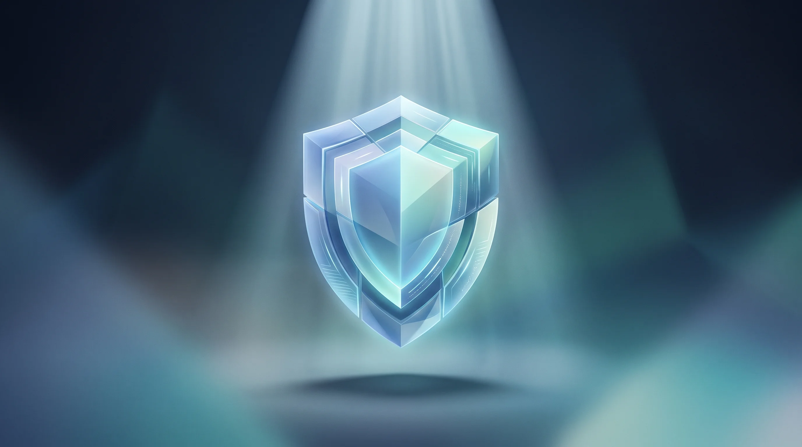 Digital illustration for article section "What the Rumor Reveals" in "Onyx Security's Rumored $113M Round Signals AI Security Surge" - A minimalist, futuristic 3D rendering of a premium, faceted geometric shield-like structure floating...