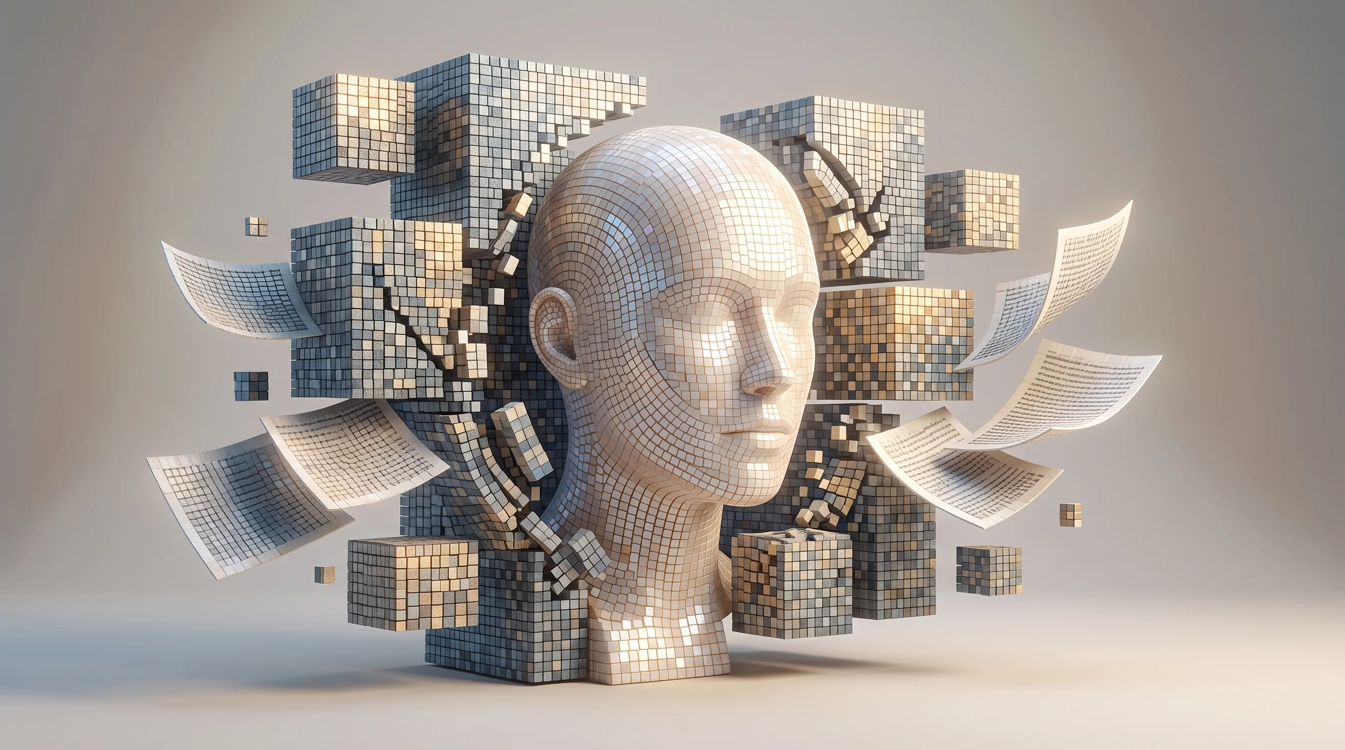 Digital illustration for article section "Regulations Playing Catch-Up" in "MOYA Robot and China's Emotional AI Push Face Verification Hurdles" - A clean, minimalist conceptual image symbolizing fragmented regulations struggling to keep pace with...