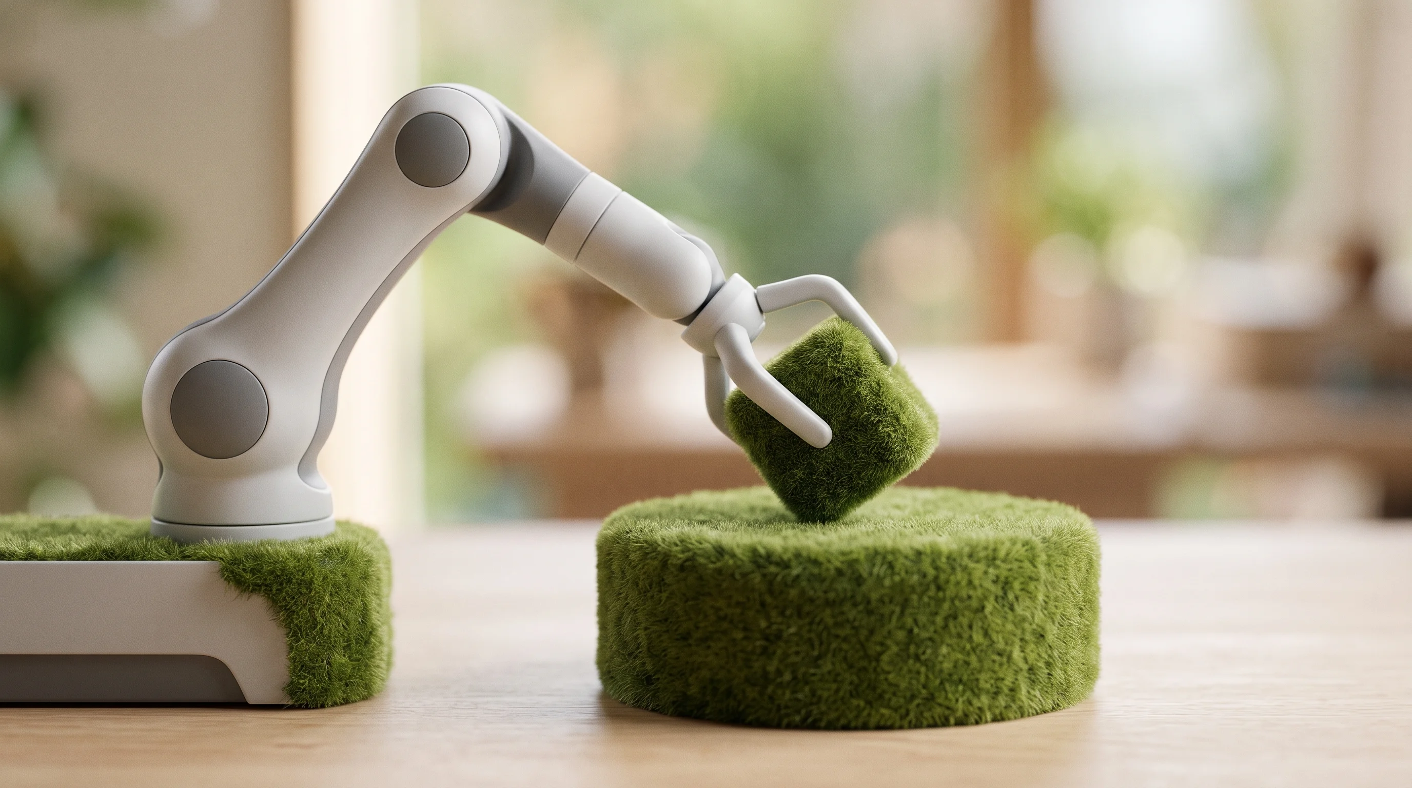 Digital illustration for article section "The Bet on Boring Problems" in "YC-Backed Instance Labs Automates Robot Testing to Fix AI Bottleneck" - A conceptual and minimalist representation of a remote real-robot testing station and evaluation ben...