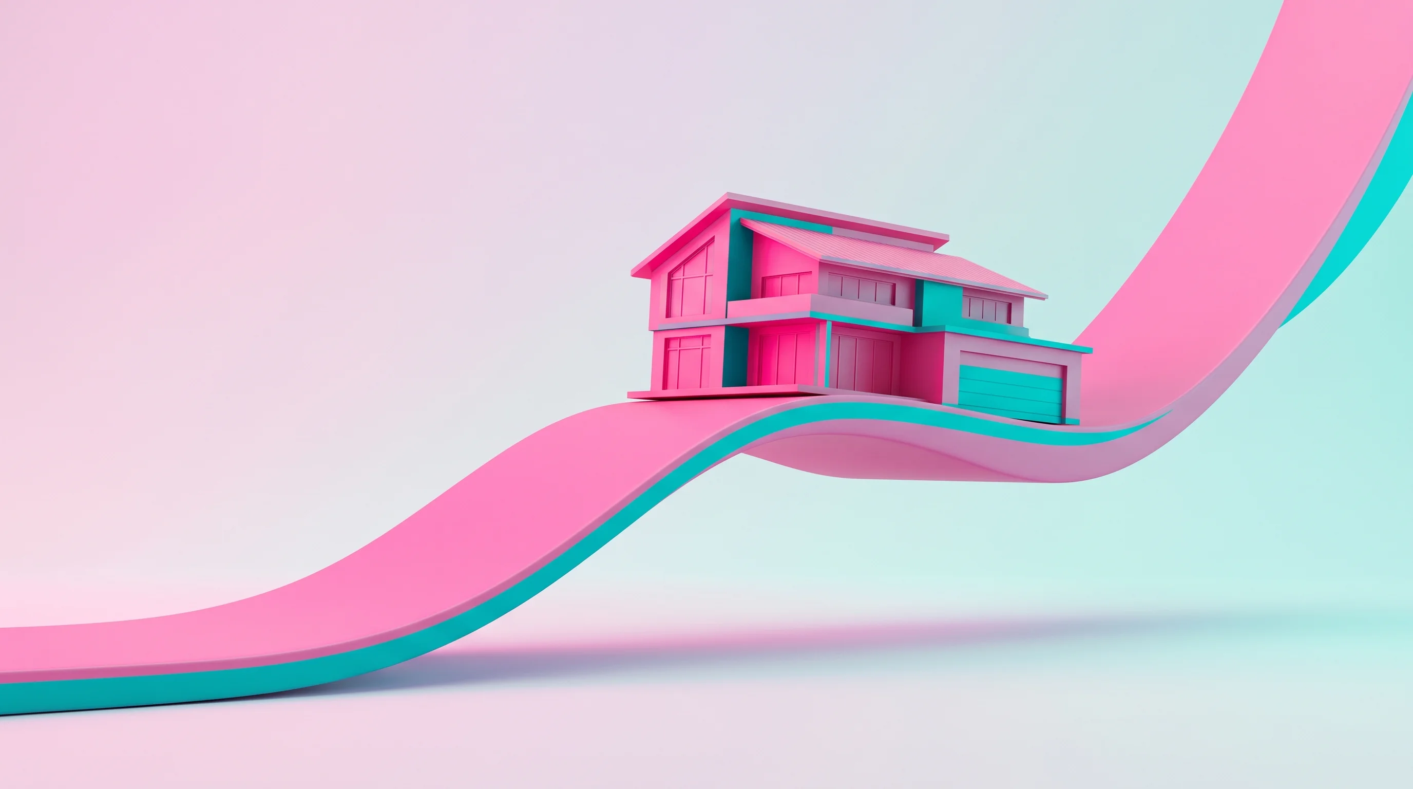 Digital illustration for article section "Policy Winds at Their Back" in "Duppla Raises $60M to Scale Rent-to-Own Housing in Colombia" - A clean, minimal conceptual image representing housing finance and policy tailwinds, featuring a sin...
