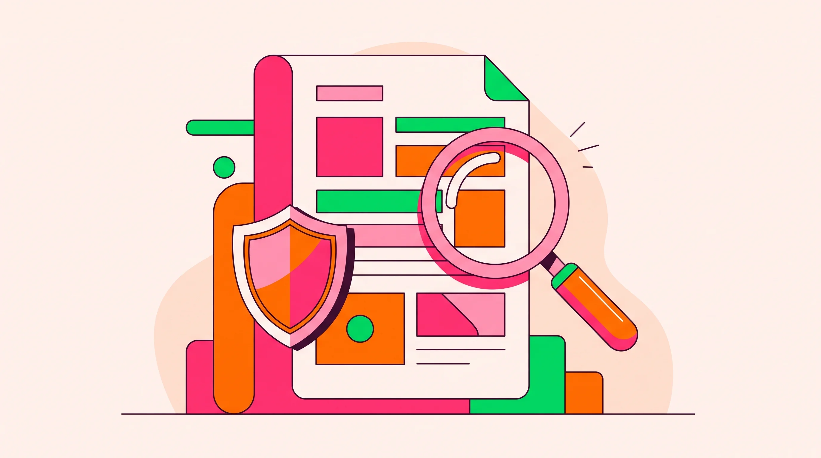 Digital illustration for article section "Validation Through Research" in "Arrakis Security Raises $8M to Guard Enterprise AI Agents" - A clean, minimalist flat vector illustration representing the concept of validation through research...