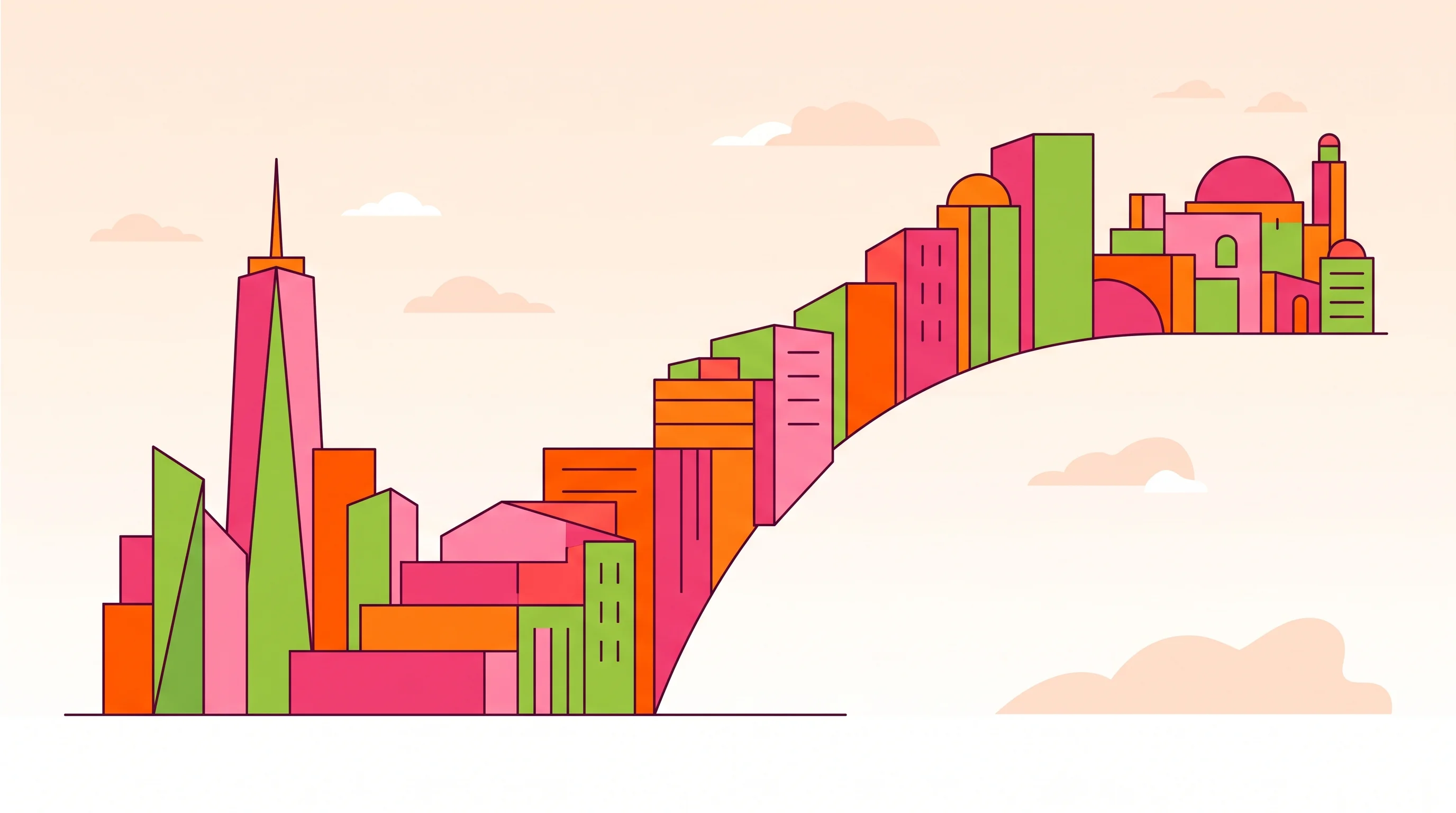 Digital illustration for article section "What Comes Next" in "Arrakis Security Raises $8M to Guard Enterprise AI Agents" - A clean, minimal flat vector style illustration representing business scaling and global connection,...