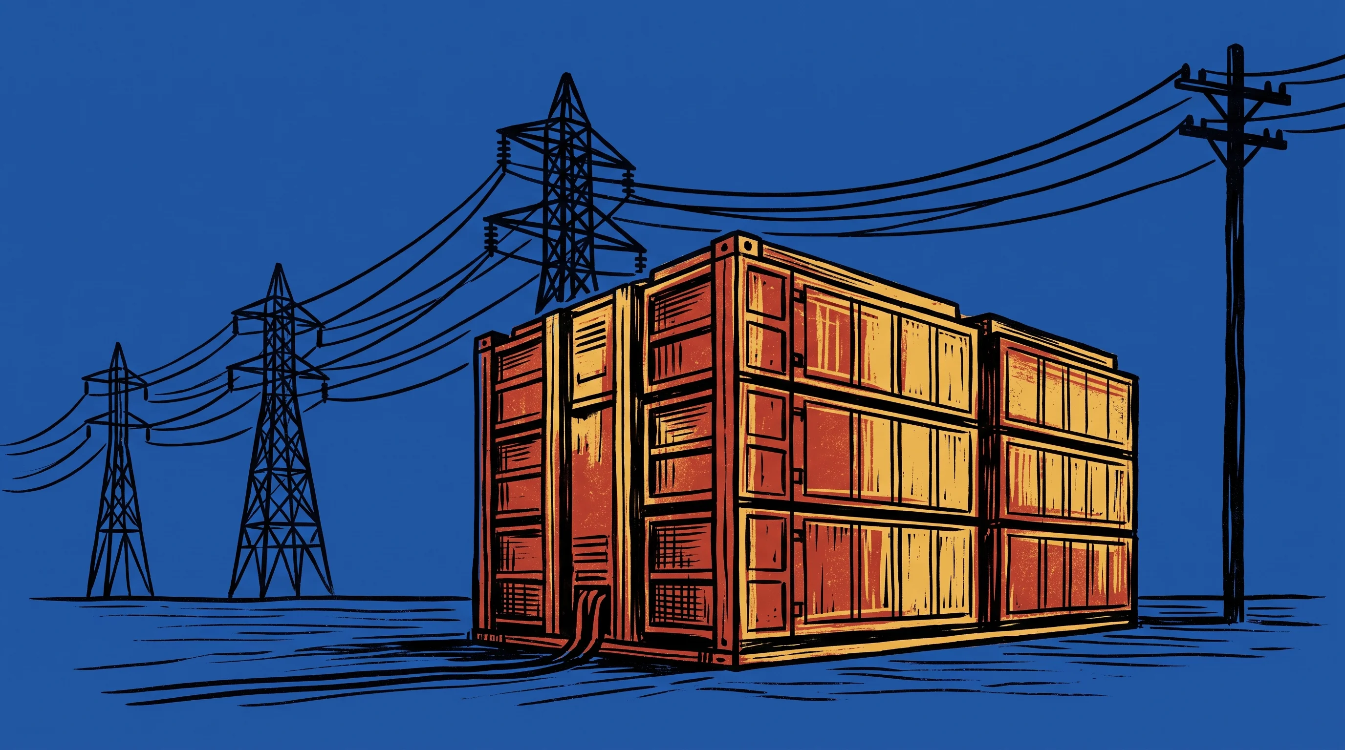 Digital illustration for article section "Content Section 2" in "Ore Energy's Iron-Air Battery Lands 1 GWh Dutch Utility Deal" - A clean and minimalist conceptual image of an elegant, large-scale industrial energy storage battery...