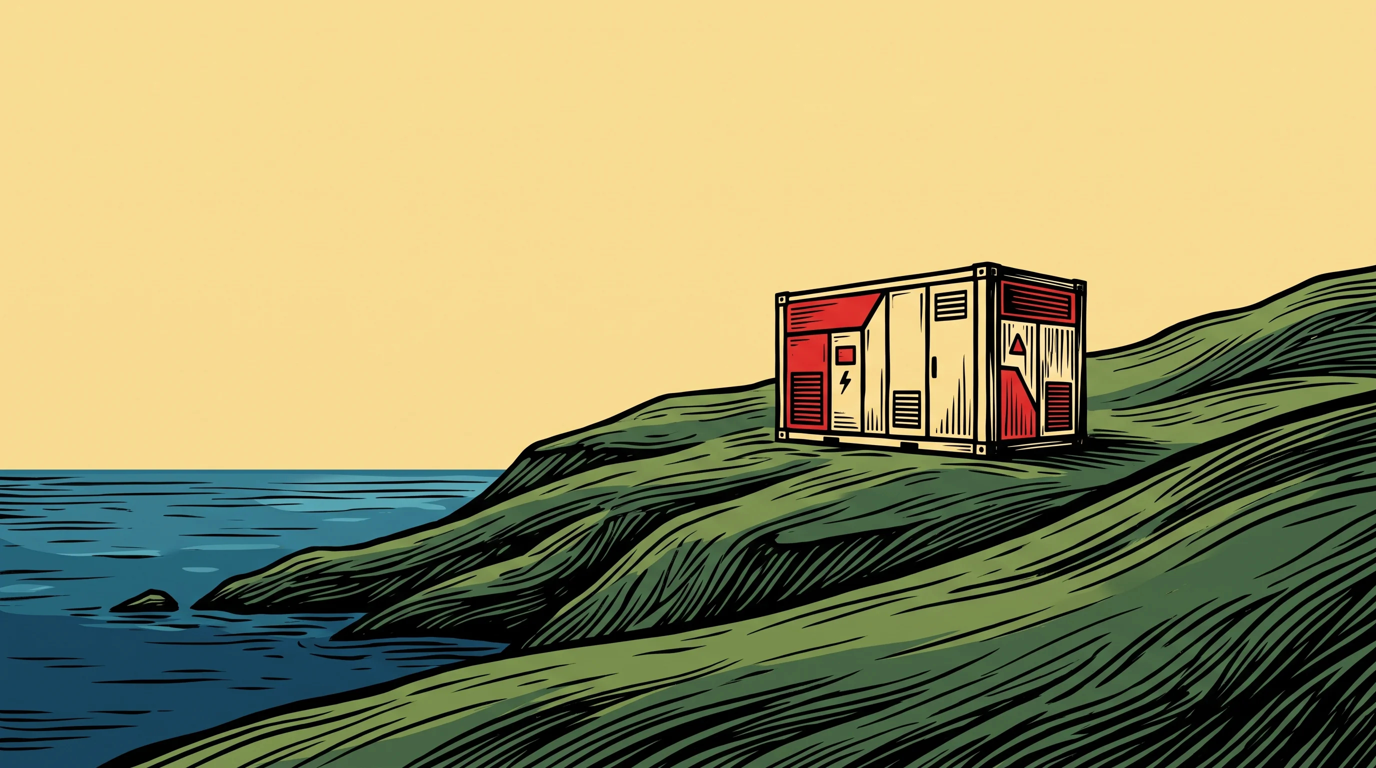 Digital illustration for article section "Content Section 3" in "Ore Energy's Iron-Air Battery Lands 1 GWh Dutch Utility Deal" - A clean, minimal composition illustrating a strategic European energy deployment, featuring a single...