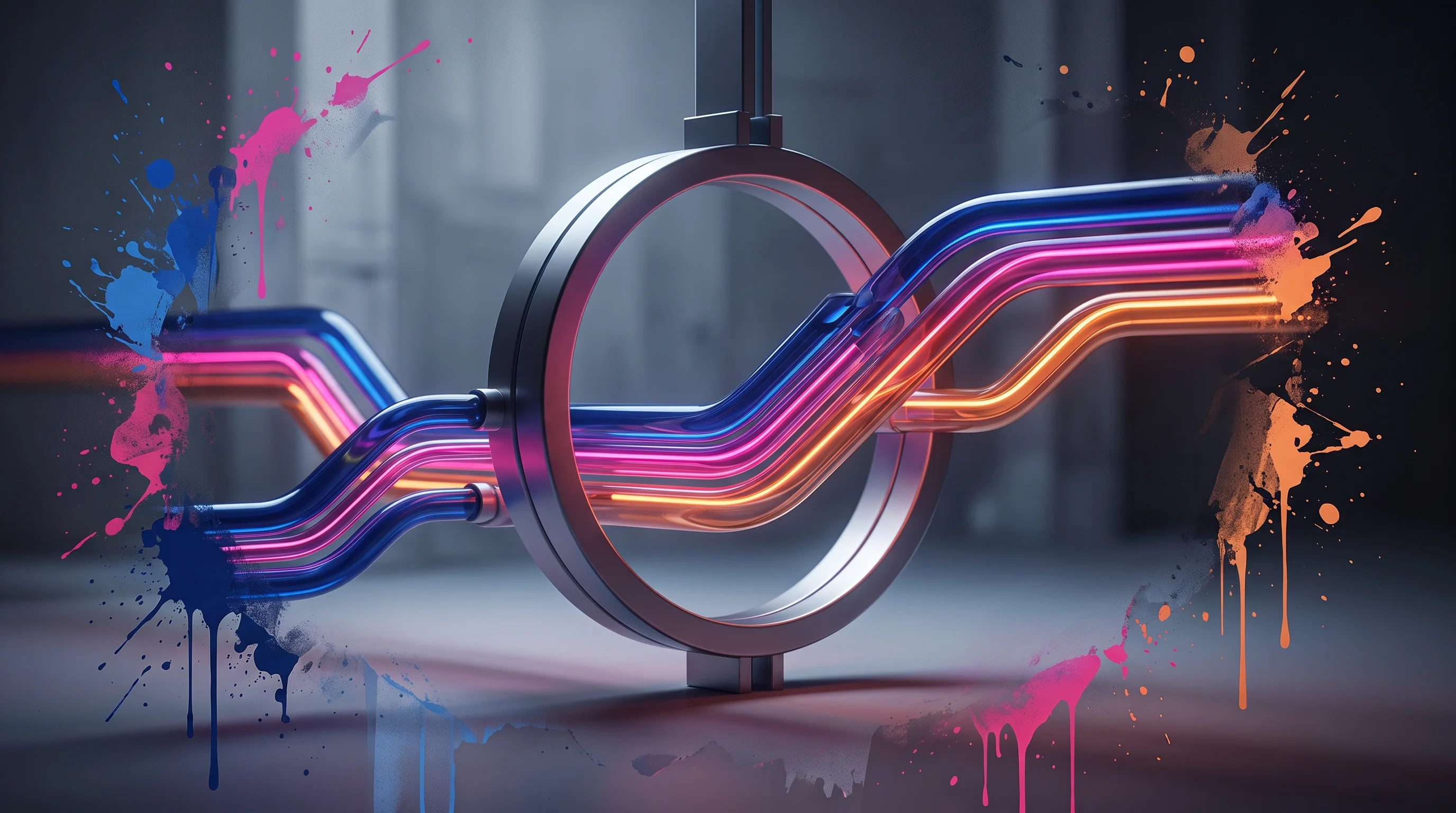 Digital illustration for article section "Standards and Plumbing" in "Open-Source GTM Tools Surge as Startups Challenge Clay, Apollo" - A clean, minimalist conceptual composition featuring a sleek, abstract network of polished architect...
