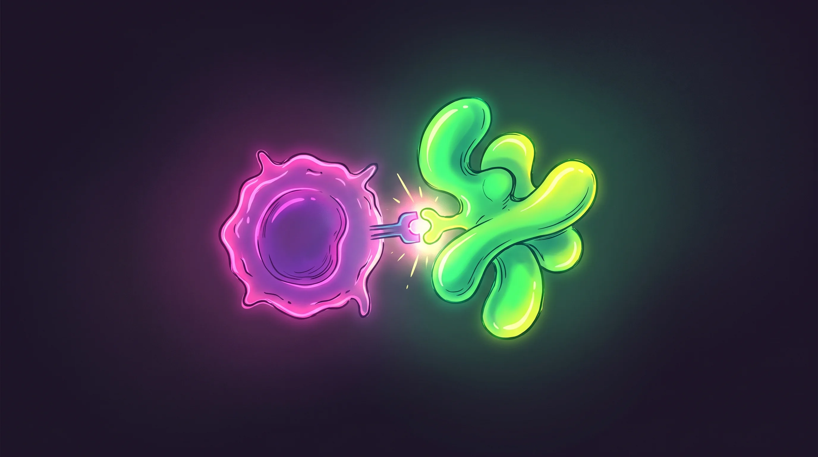 Digital illustration for article section "How It's Actually Playing Out" in "The Race to Build Personalized Vaccines in Weeks, Not Months" - A conceptual, minimalist illustration representing an mRNA vaccine's interaction with the immune sys...