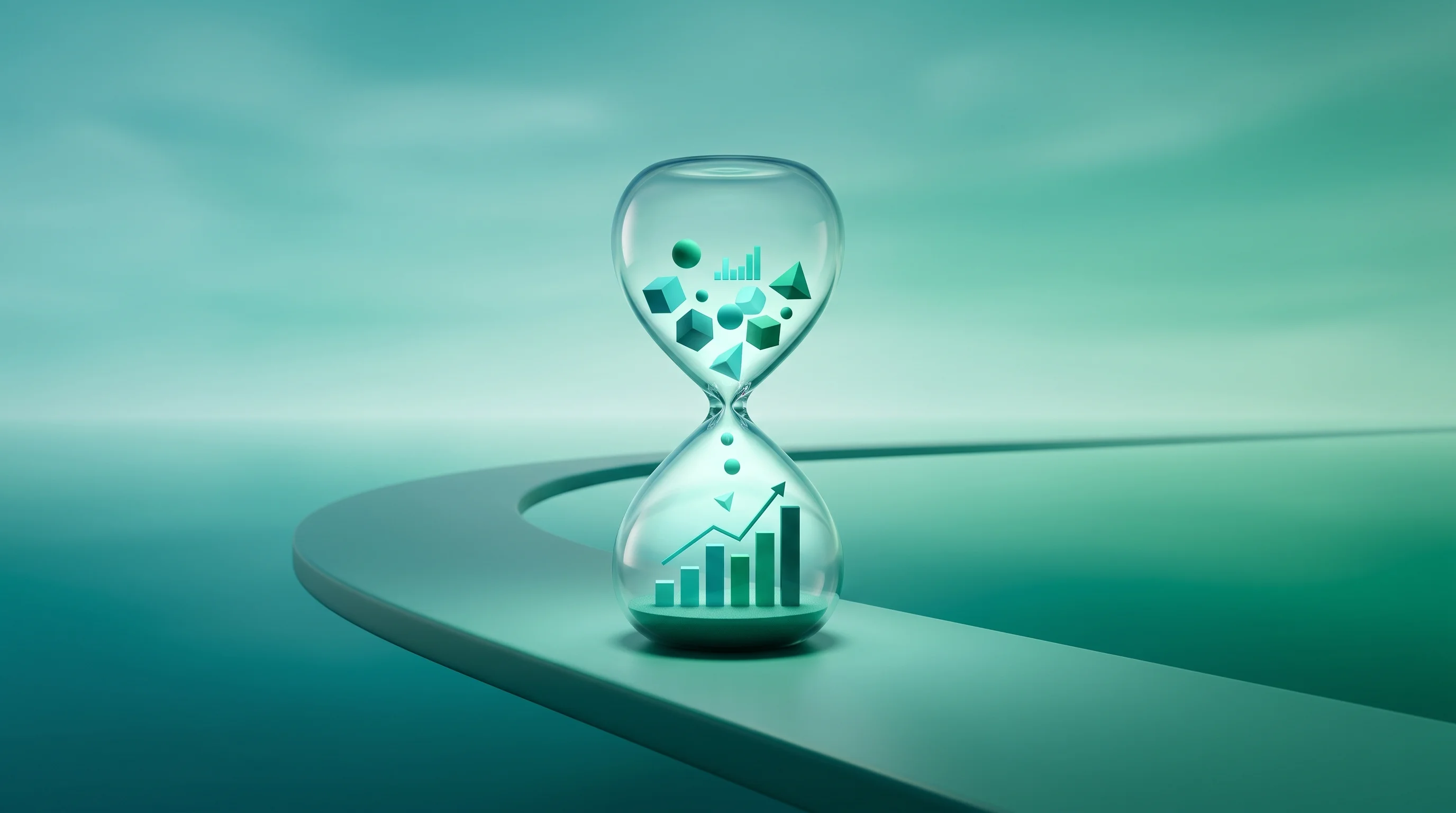 Digital illustration for article section "What Comes Next" in "Decade Raises $85M in Record LatAm Seed for AI Wealth Platform" - A conceptual and minimalist surrealist scene representing a financial startup's waitlist and future ...