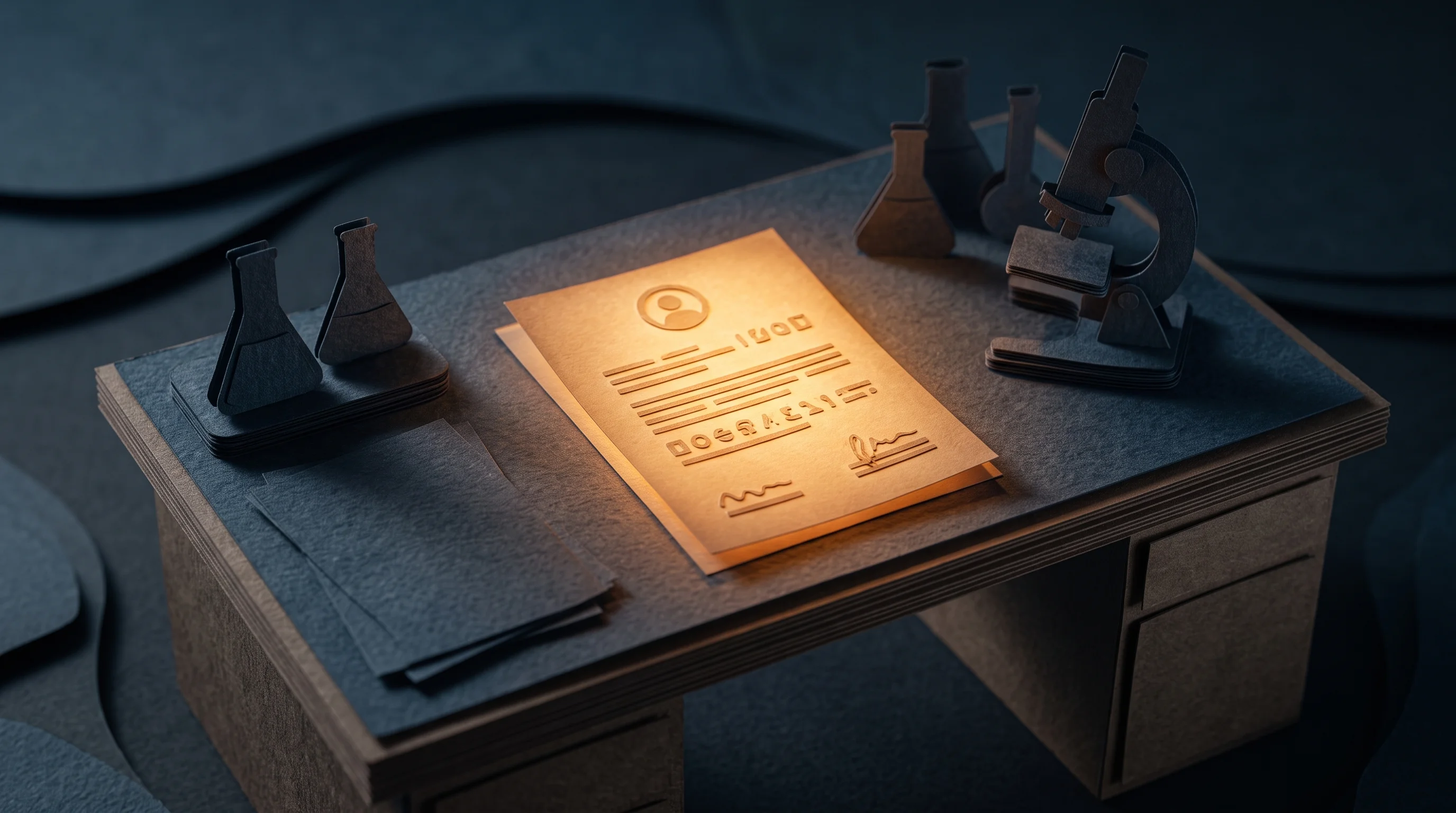 Digital illustration for article section "Uncertain Returns, Undeniable Urgency" in "Brain Cells as Processors: Inside Parasma's Biocomputing Breakthrough" - A conceptual, highly textured 3D papercraft diorama representing a high-stakes startup job opportuni...