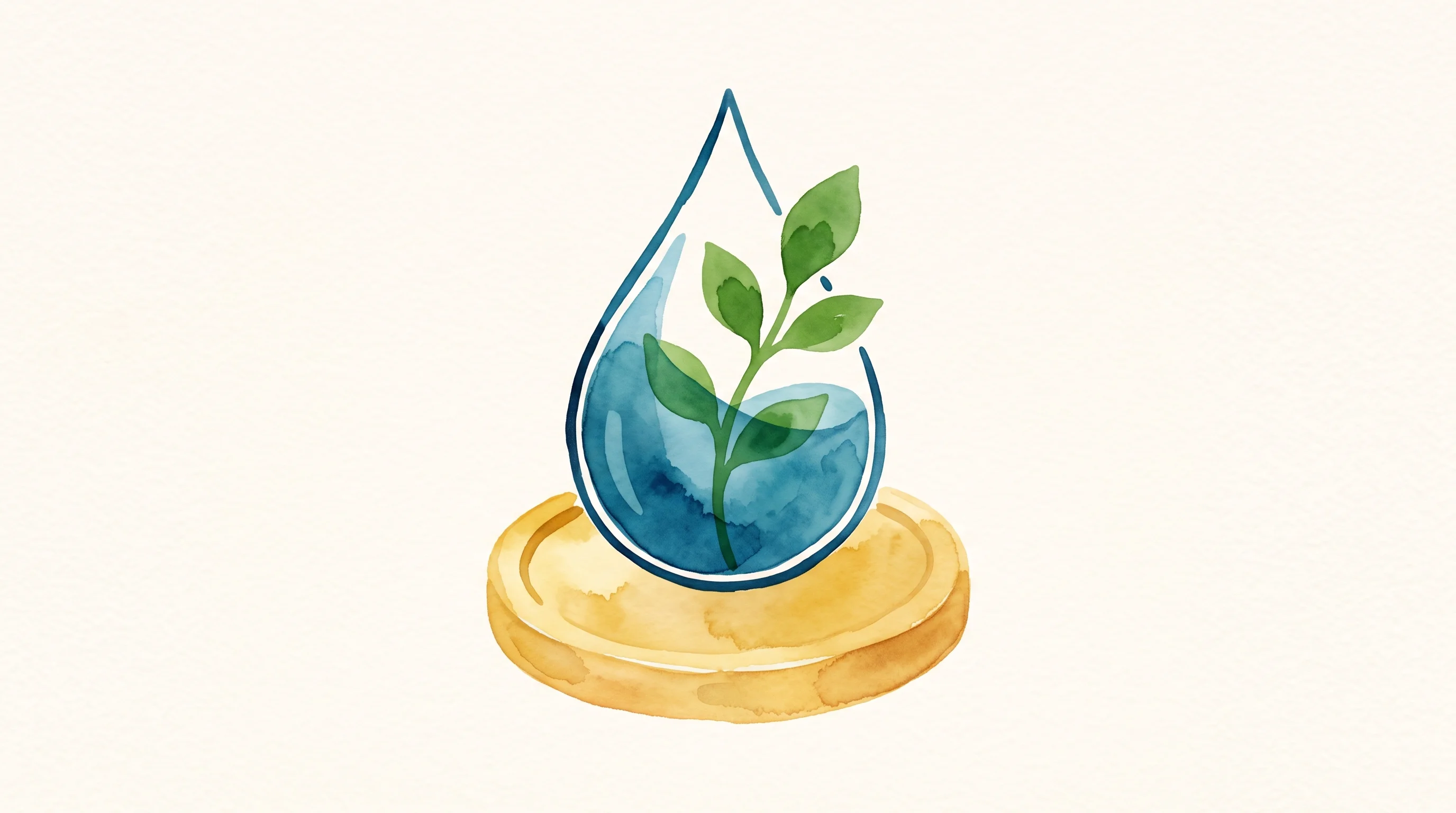 Digital illustration for article section "Where the Money Went" in "PRO Initiative Mobilizes $140M+ for Water and Nutrition Projects" - A conceptual, minimalist composition featuring a single, large stylized water drop resting on a soft...
