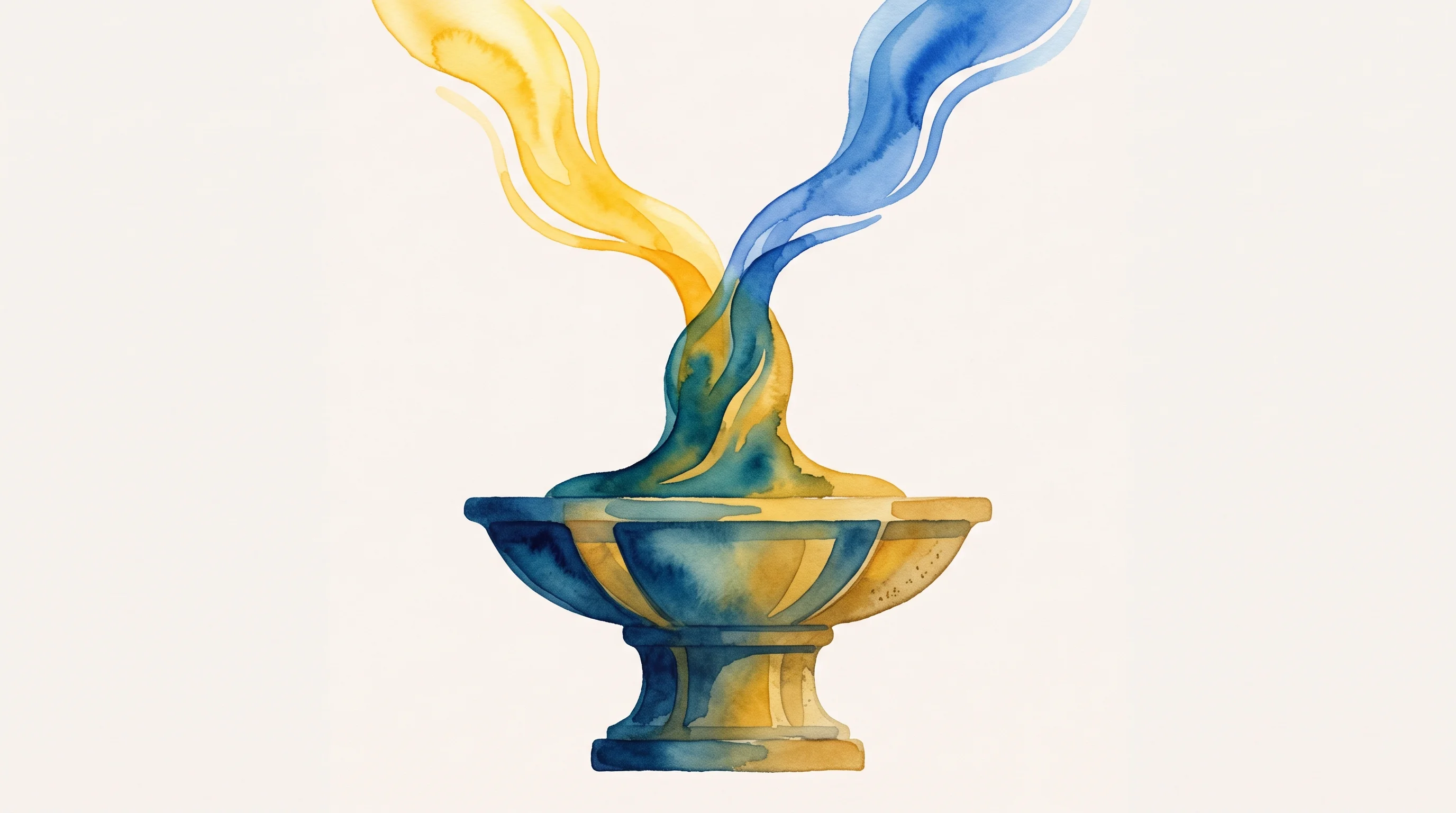 Digital illustration for article section "What Happens When the Stopgap Becomes the System?" in "PRO Initiative Mobilizes $140M+ for Water and Nutrition Projects" - A clean, minimal conceptual illustration of two distinct, fluid streams of golden and vibrant blue l...