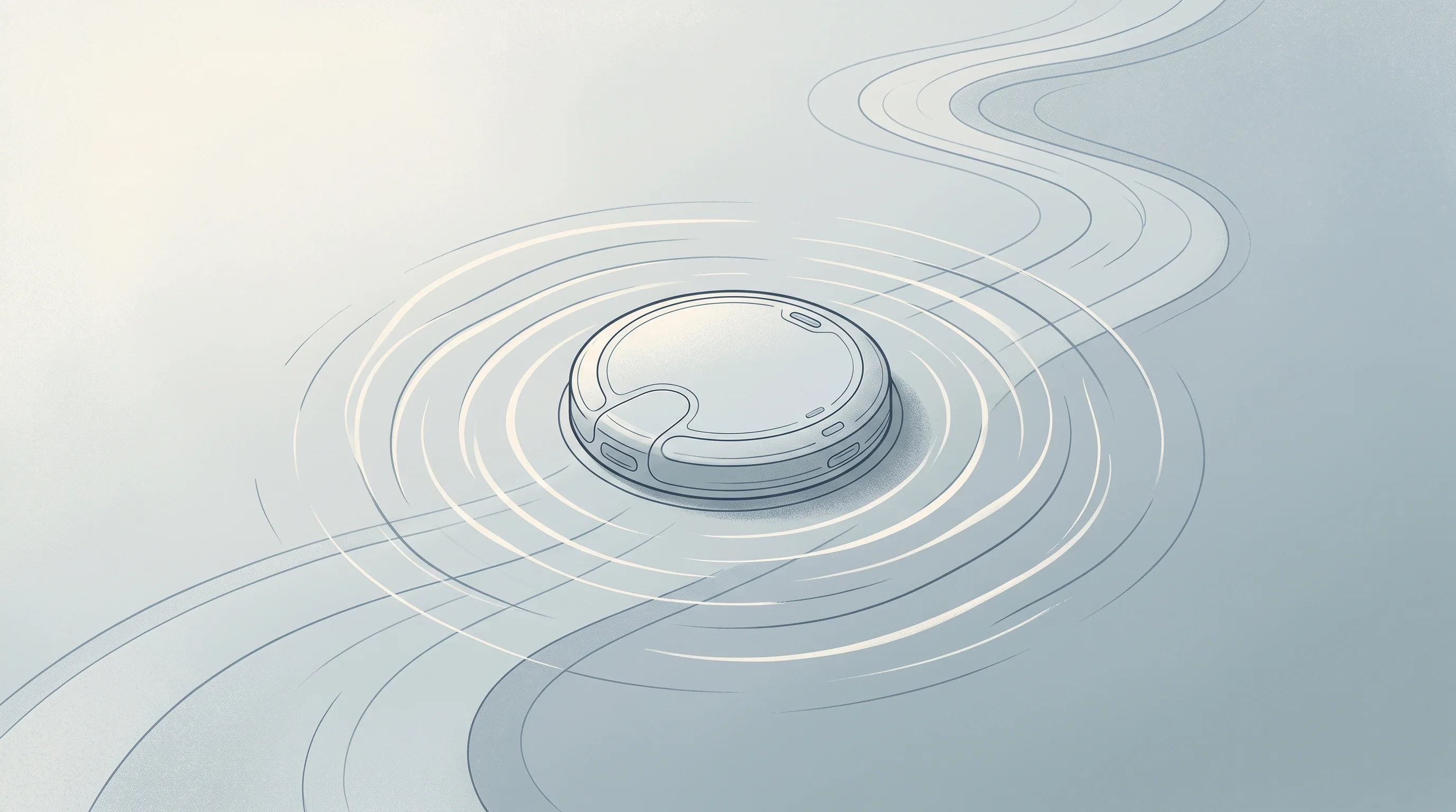 Digital illustration for article section "The Bet on Millimeter Waves" in "Ex-Deezer CEO Raises $4M+ to Detect Skin Cancer with AI Scanner" - A conceptual, minimalist illustration of a sleek, modern wearable medical sensor patch resting on a ...