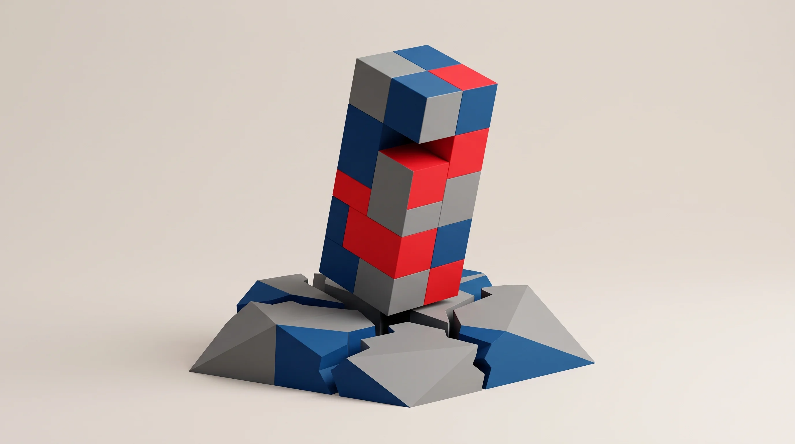 Digital illustration for article section "The Geopolitical Undercurrent" in "DeepSeek's 100x Cost Advantage Ignites Global AI Price War" - A minimalist, abstract composition representing geopolitical fault lines and global trade shifts, fe...