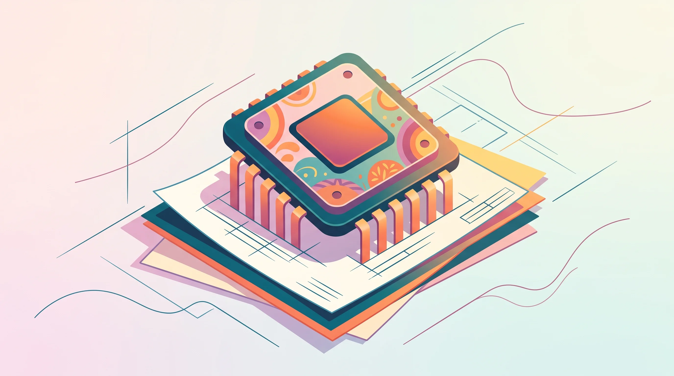Digital illustration for article section "Content Section 2" in "YC-Backed Baud Labs Claims Chip Breakthrough for AI Training" - A clean, minimalist conceptual illustration representing hardware architecture and advanced ASIC des...