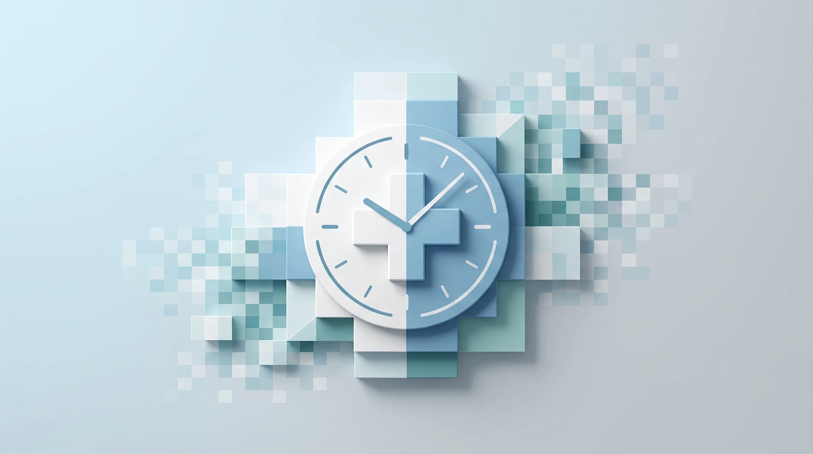 Digital illustration for article section "Proving it scales" in "MiiHealth AI Raises $2.8M to Automate Patient Intake with Voice AI" - A conceptual, minimalist image representing healthcare scalability and time-saving, featuring a cent...