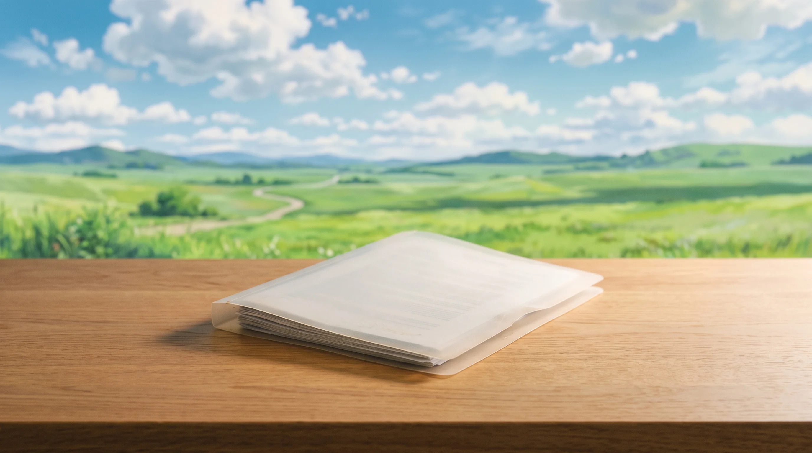 Digital illustration for article section "The Round That May or May Not Exist" in "Ommo's Magnetic Tracking Tech Targets Surgery Amid Funding Buzz" - A minimalist, conceptual composition focusing on a single, semi-translucent legal document folder re...