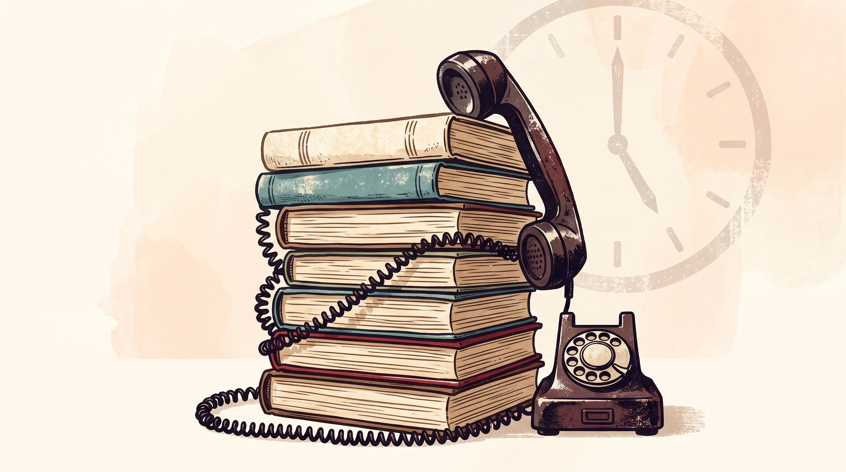 Digital illustration for article section "The Admin Burden Is Real" in "Black-Owned Knockturnal Launches AI Healthcare Booking in South Africa" - A conceptual, uncluttered illustration of a classic telephone off the hook, its cord winding intrica...