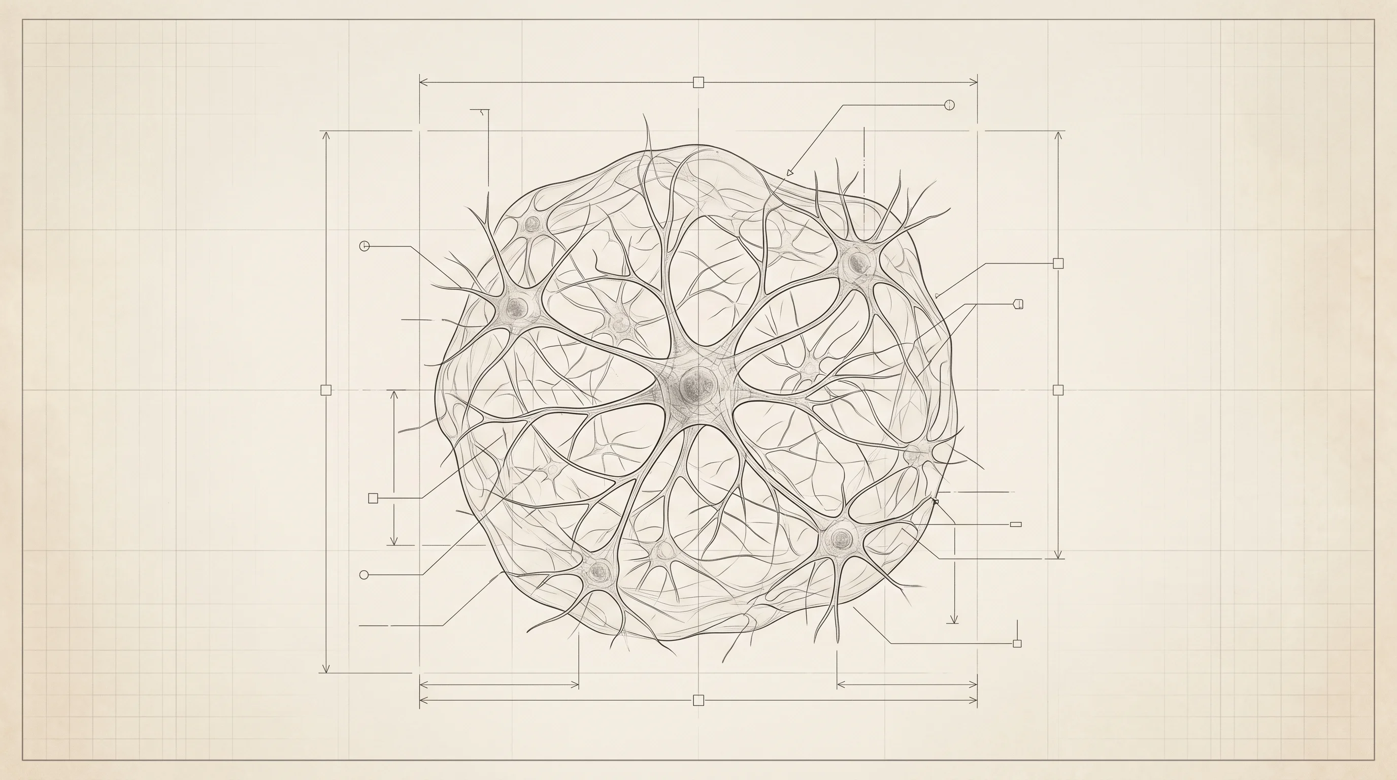Digital illustration for article section "The Ethics Question Nobody's Solved" in "Wetware Computing: How Startups Are Training Brain Cells for AI" - A minimalist, conceptual illustration of a 200,000-neuron wetware culture presented through the aest...