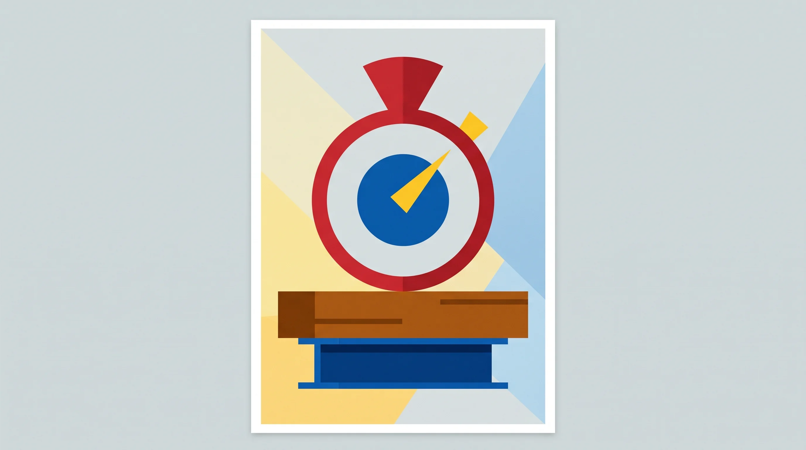 Digital illustration for article section "The Bet" in "HomeRun Raises $12M Series A+ for Construction Quick-Commerce" - A conceptual, minimalist composition symbolizing the critical importance of speed and immediacy in t...
