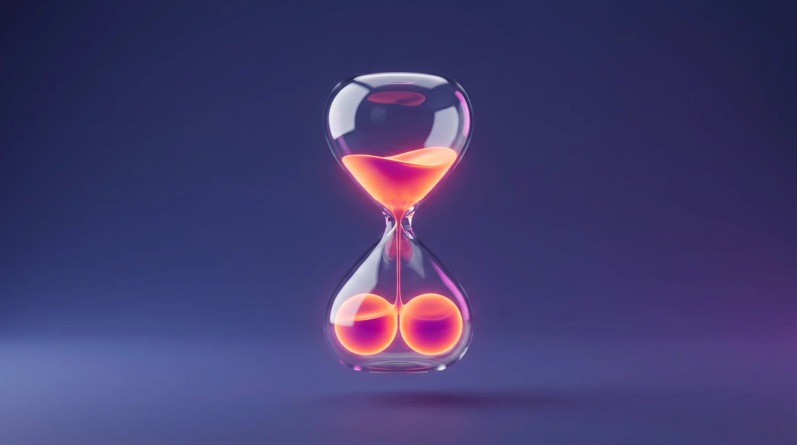Digital illustration for article section "Early Results—With the Usual Caveats" in "YC-Backed Rational Launches AI Agents for Accounting Firms" - A clean, minimalist conceptual 3D rendering of a sleek, translucent crystal hourglass floating elega...