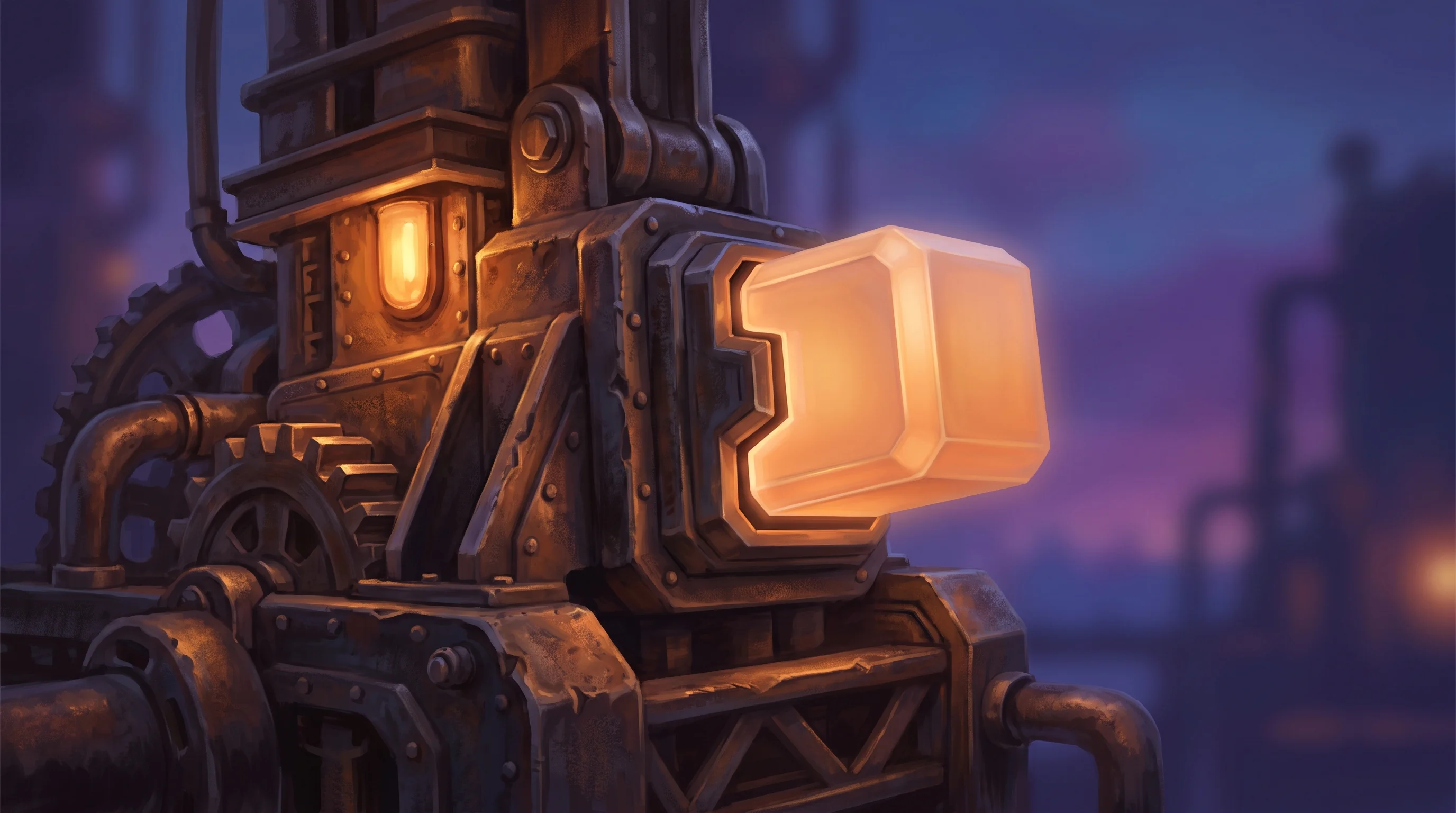 Digital illustration for article section "The Integration Gambit" in "YC-Backed Control Seat Launches AI-Native Platform for Industrial Ops" - A sleek, softly glowing modern geometric module seamlessly locking into a larger, established indust...