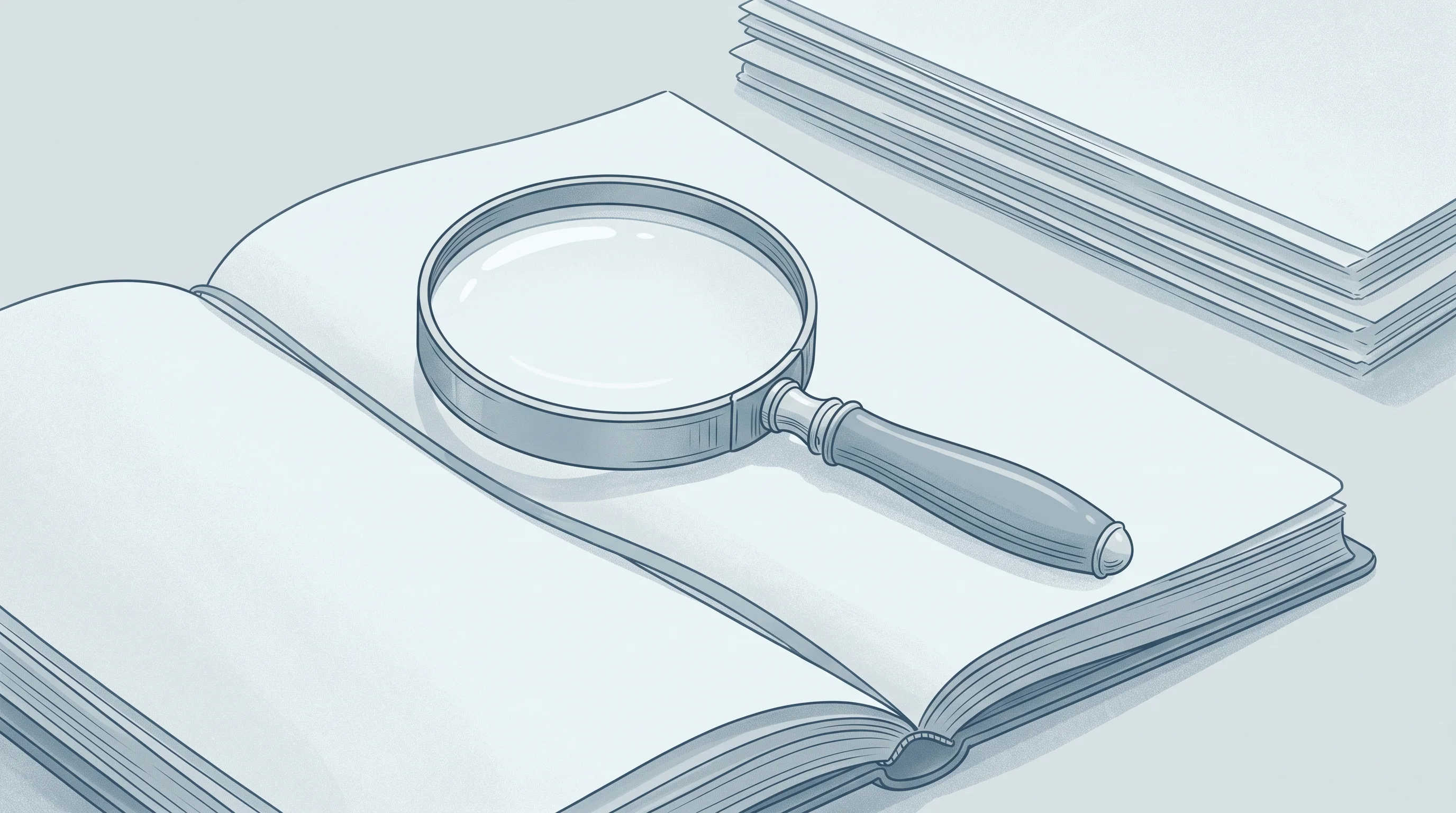 Digital illustration for article section "What to Watch" in "The AI Race to Predict Clinical Trial Outcomes Before They Fail" - A clean and minimal neo-vintage illustration of an elegant, classic magnifying glass resting gently ...