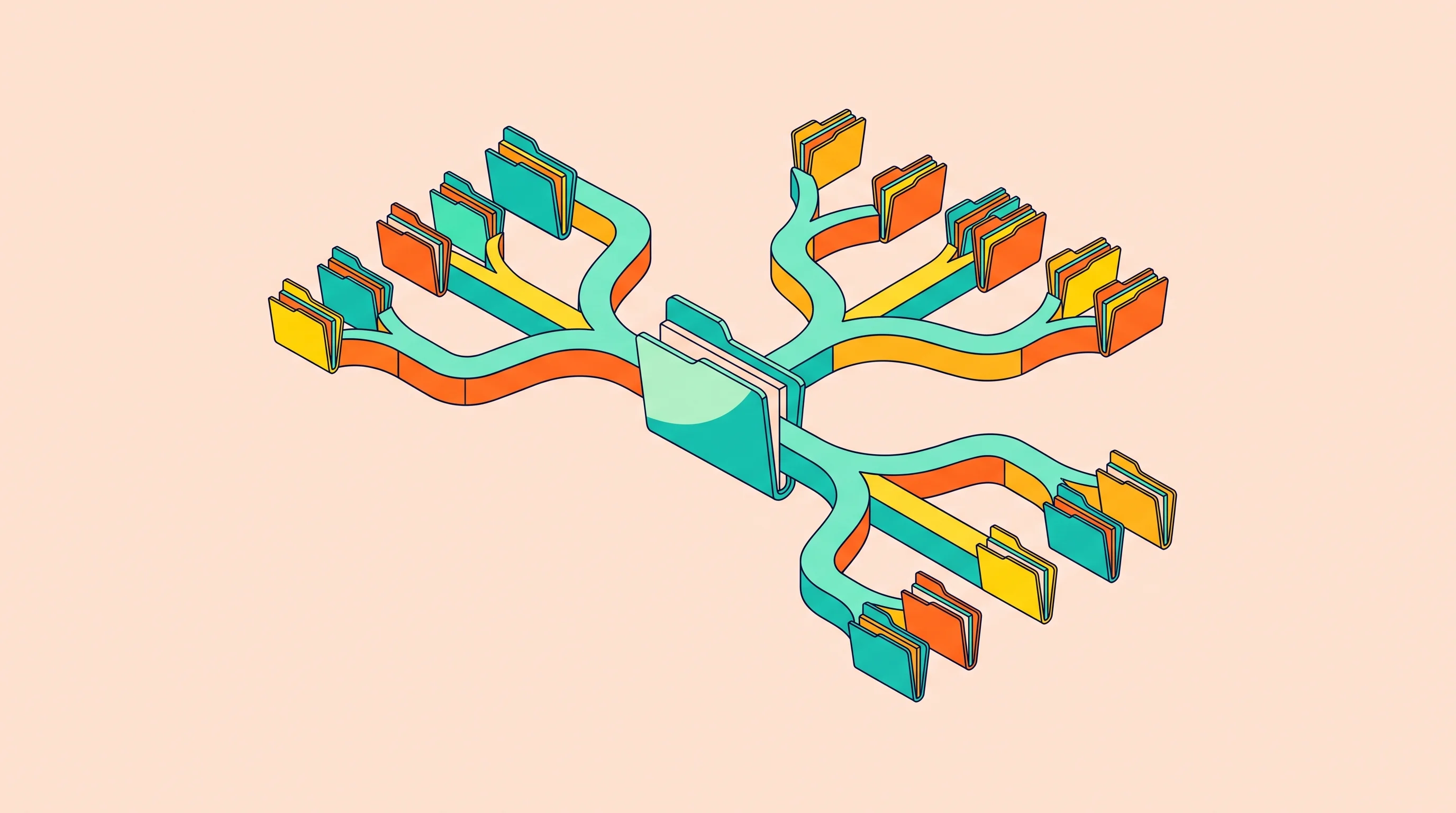 Digital illustration for article section "The Startup Bet" in "Amulet Builds Agent-Native Filesystem as AI Infrastructure Race Heats Up" - A conceptual and minimalist representation of an advanced agent-native filesystem, featuring a sleek...