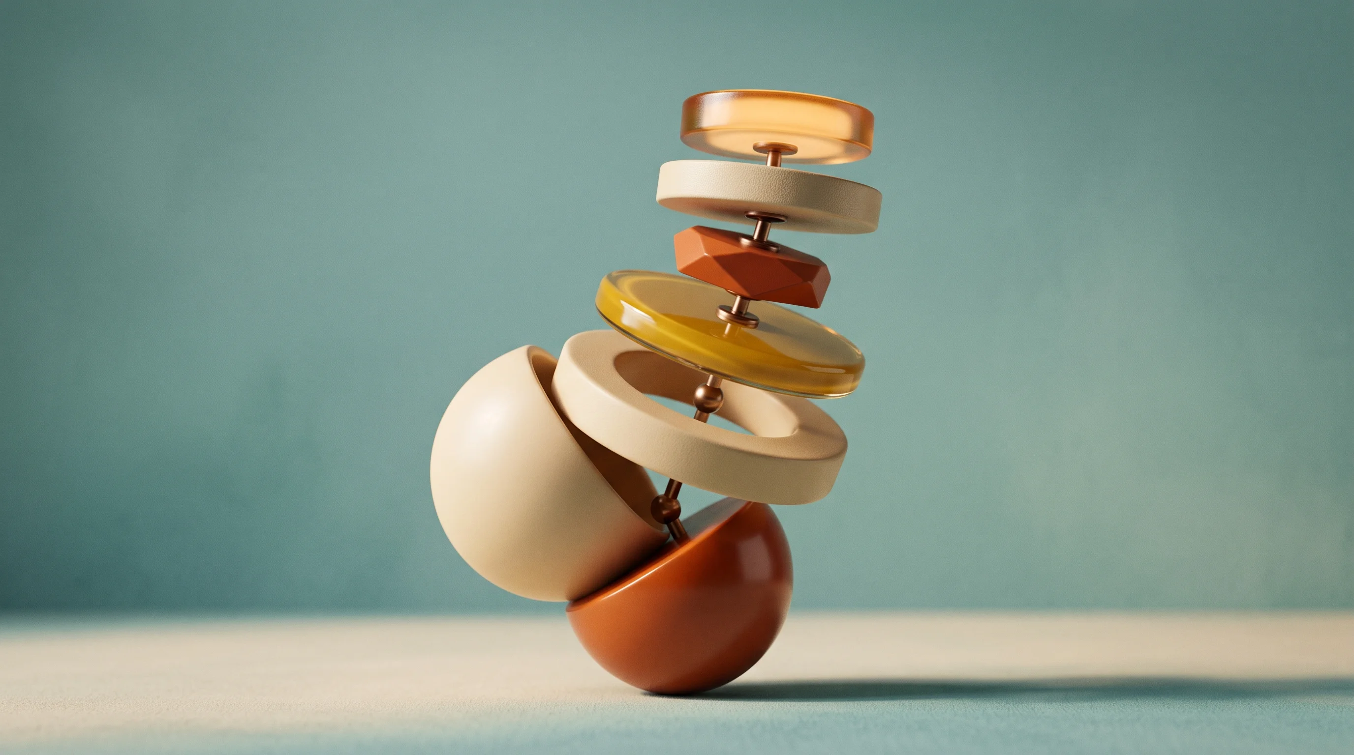 Digital illustration for article section "The Bigger Pattern" in "YC's Tracer Cuts AI Costs by Coordinating Open-Source Models" - A conceptual, minimal still-life composition representing the transition from a single monolithic sy...