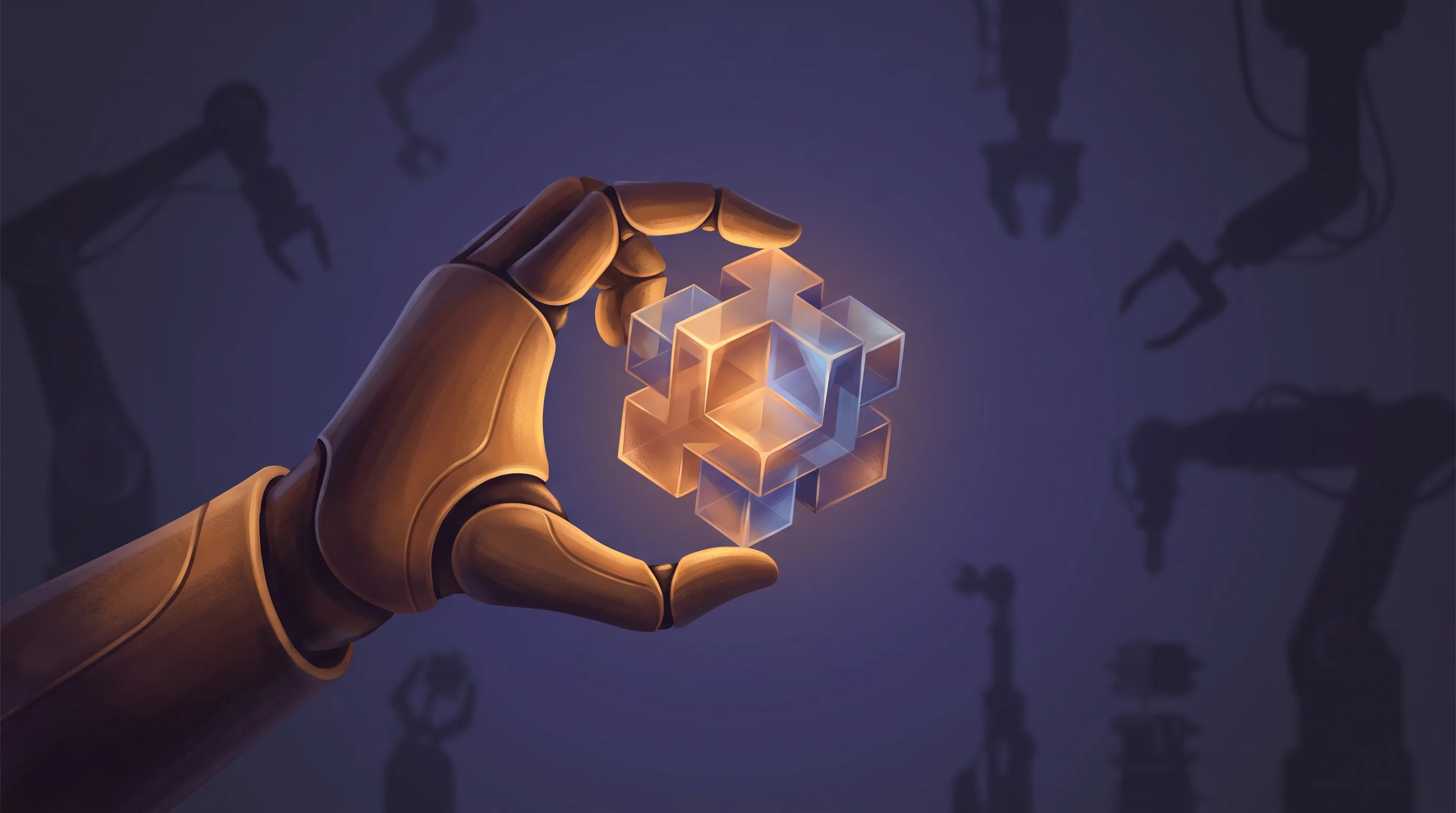 Digital illustration for article section "A Crowded Field" in "YC-Backed Robocurve Launches Open-Source Robot Benchmarks" - A minimalist and conceptual digital illustration representing a crowded field of robotic evaluation ...