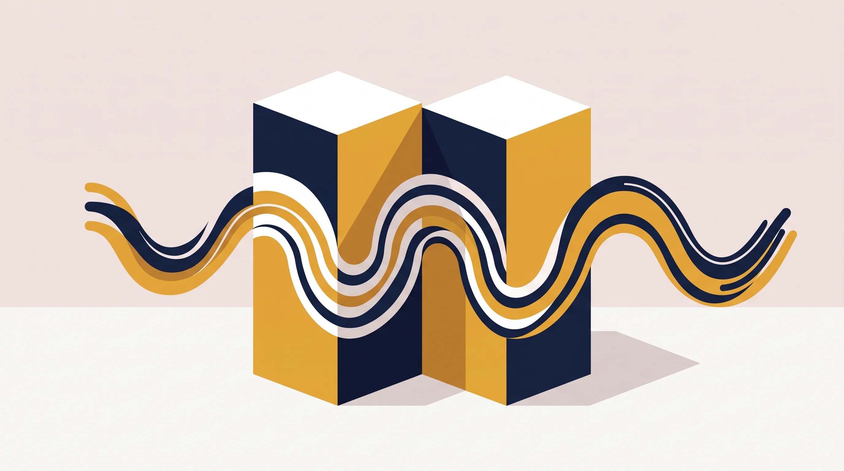 Digital illustration for article section "Who's Behind It" in "YC-Backed Kebra Automates Documentation for Field Service Companies" - A minimalist and conceptual representation of two expert backgrounds merging to form a strong leader...