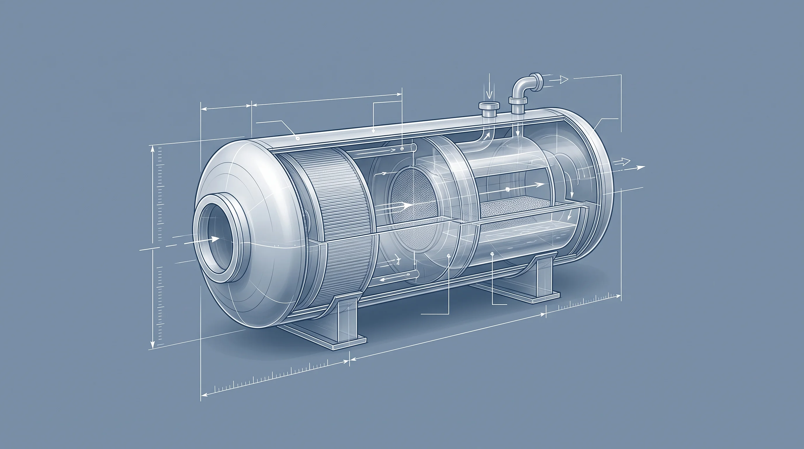 Digital illustration for article section "The Pioneers and the Skeptics" in "How Modular Biogas Plants Could Reshape America's Chemical Supply Chain" - A clean, minimalist conceptual illustration of a modern CO2-to-methanol industrial recycling reactor...