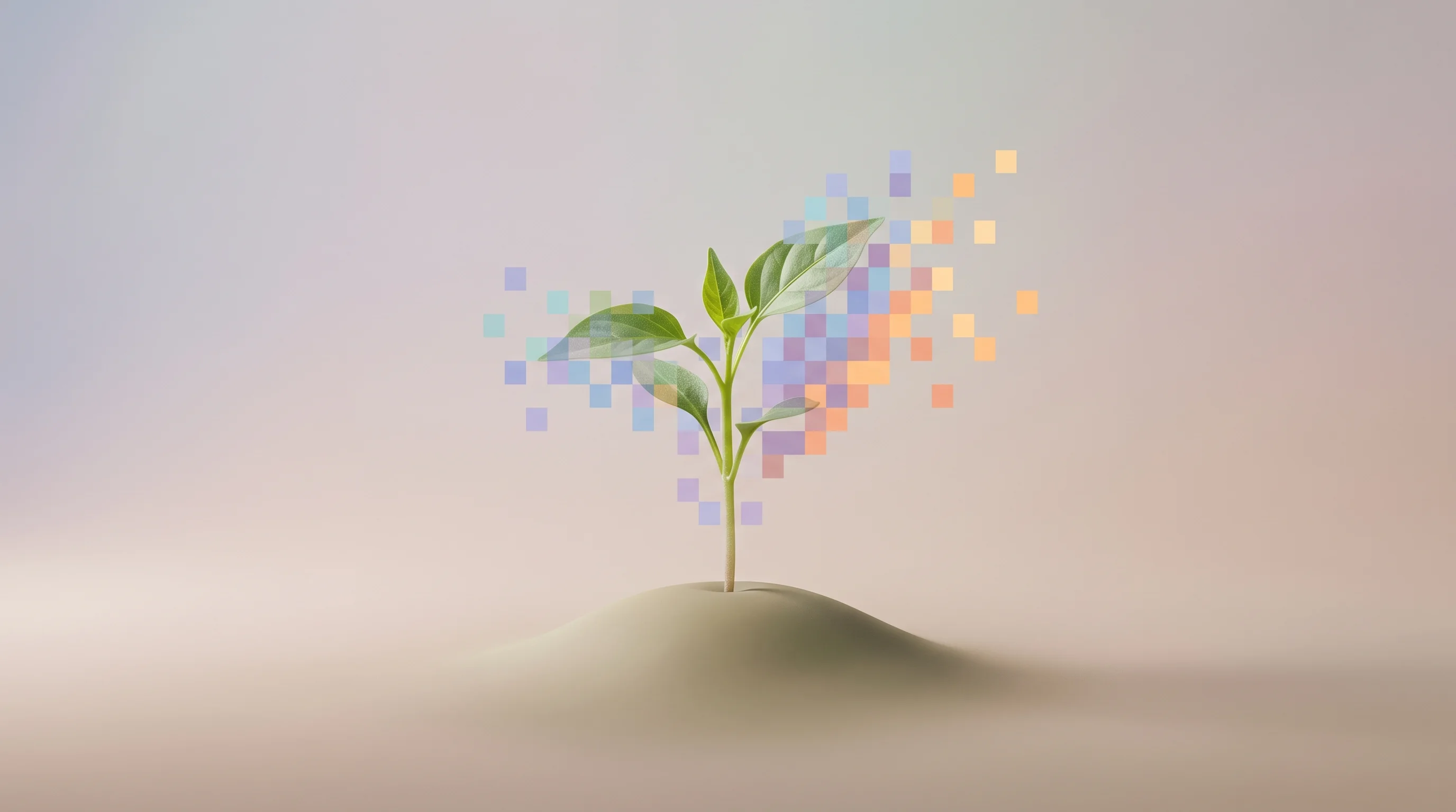 Digital illustration for article section "Crowded Field, Growing Market" in "Inaara NeoFoods Reportedly Raises $2.2M Seed for AI-Powered Plant Protein" - A minimalist, conceptual visualization of AI-assisted ingredient development featuring a single, pri...