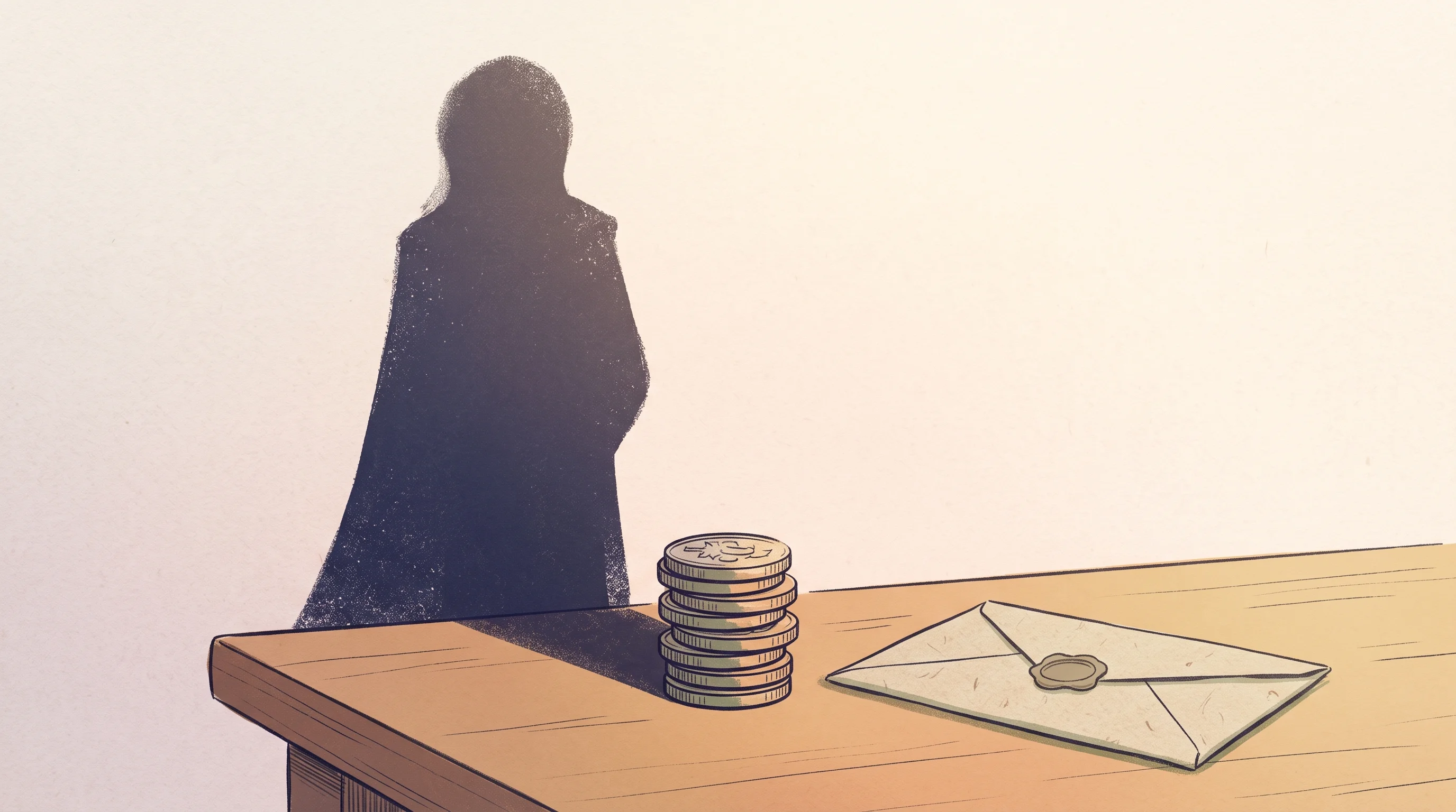 Digital illustration for article section "Revenue Trails Valuation, but Deals Are Coming" in "Sarvam AI Raises $234M to Build India's Sovereign AI Stack" - A conceptual business illustration featuring a modest, neatly arranged stack of coins resting on a m...