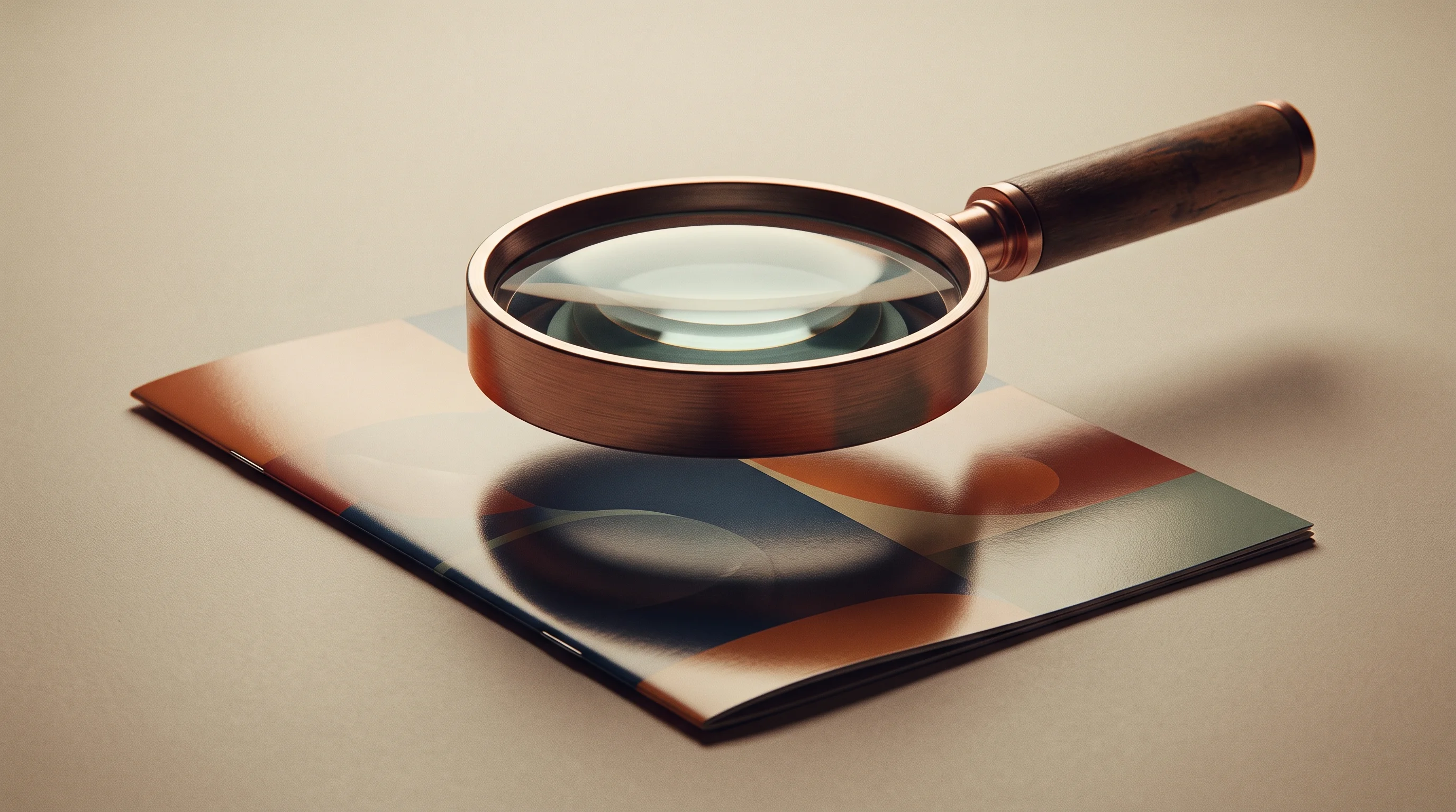 Digital illustration for article section "Regulators Aren't Waiting" in "The AI Trading Gold Rush: Separating Alpha from AI-Washing in 2026" - A minimal, conceptual still-life featuring an imposing, retro-futuristic magnifying glass hovering c...