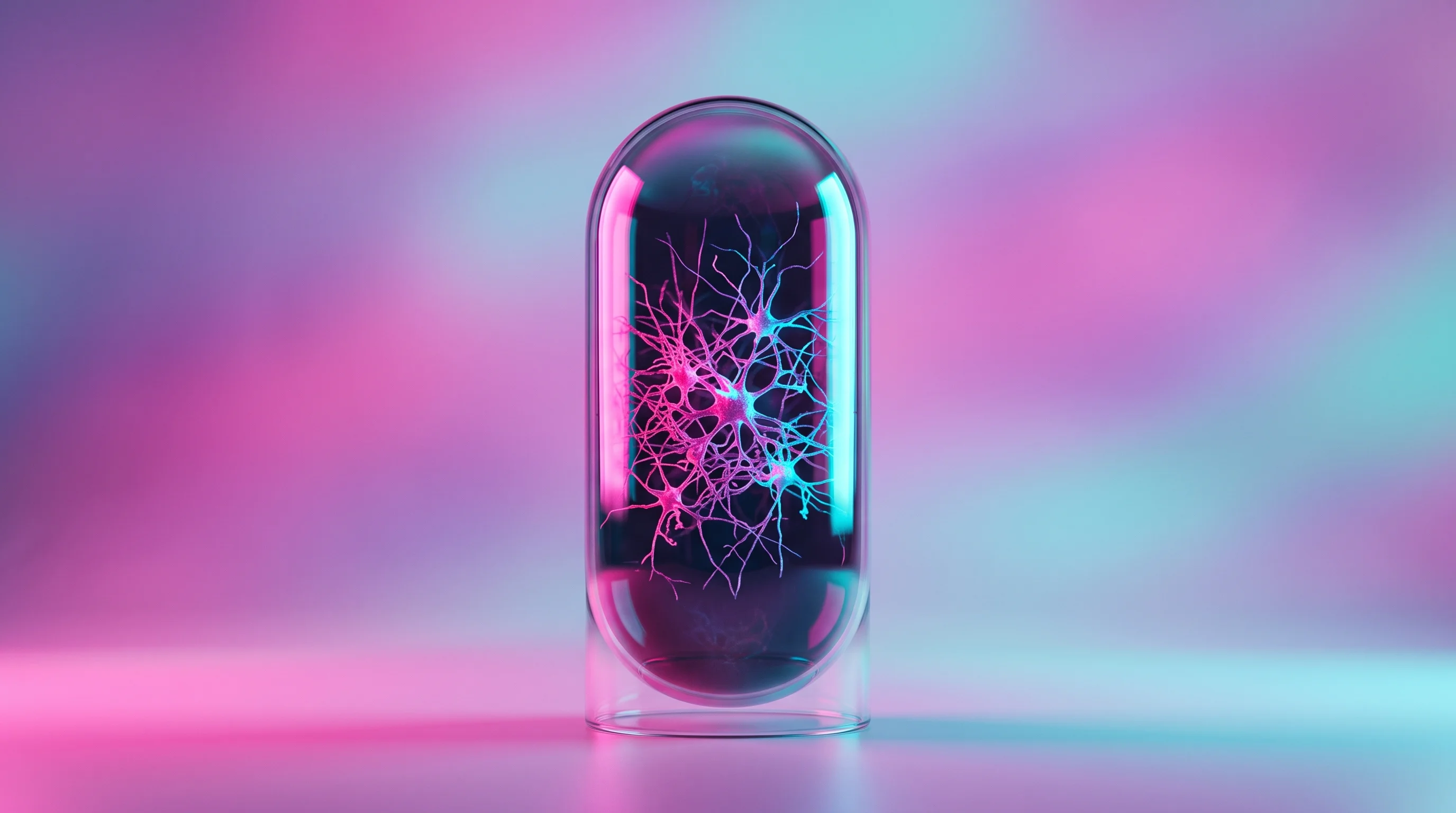 Digital illustration for article section "Three Approaches, Three Bets" in "Living Neurons as AI Hardware: Inside the Biocomputing Revolution" - A clean, minimalist conceptual image featuring a single, sleek glass containment vessel holding a de...