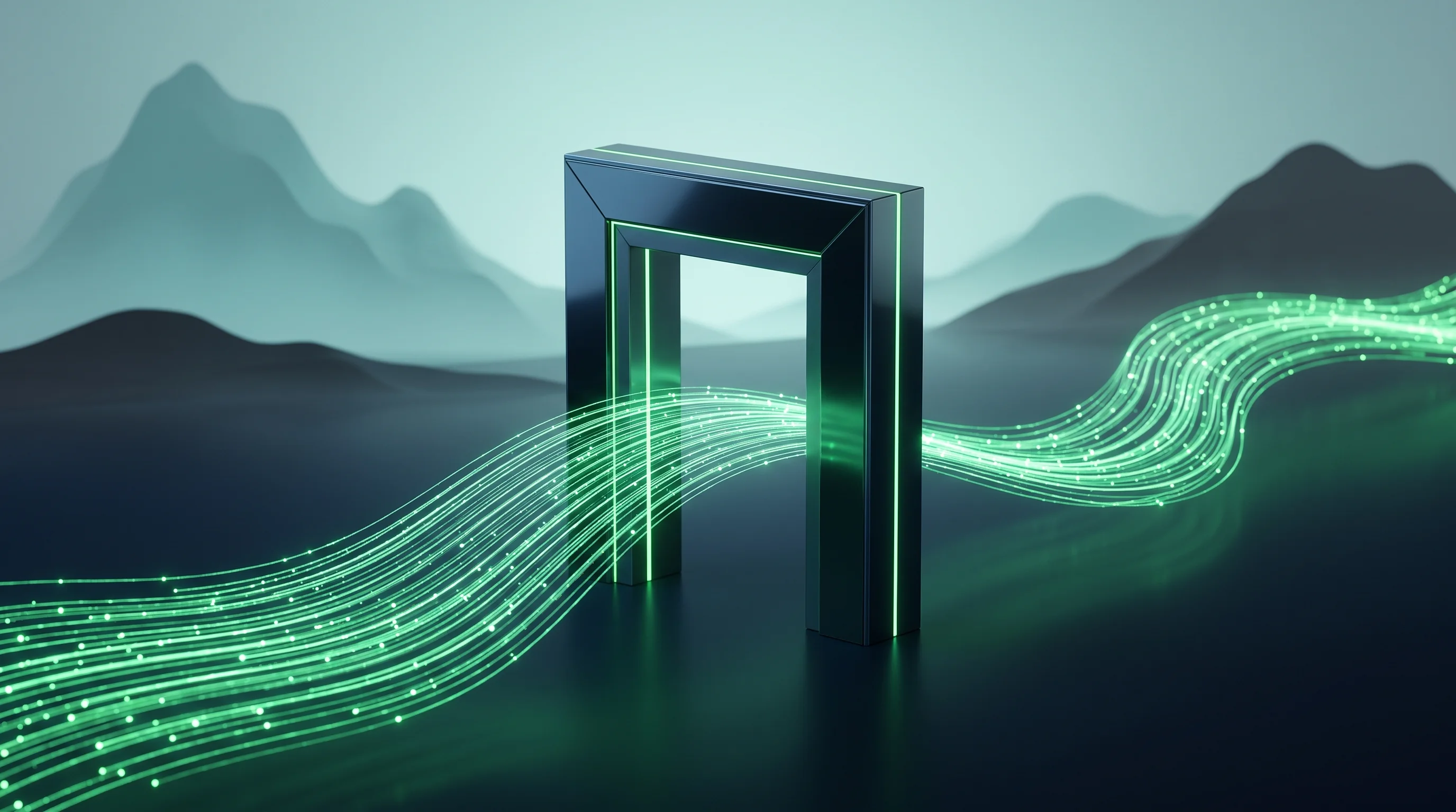 Digital illustration for article section "A Competitive Landscape" in "Verdict Machine launches AI security for banks' crypto assets" - A minimalist, abstract conceptual image representing a competitive landscape of institutional compli...