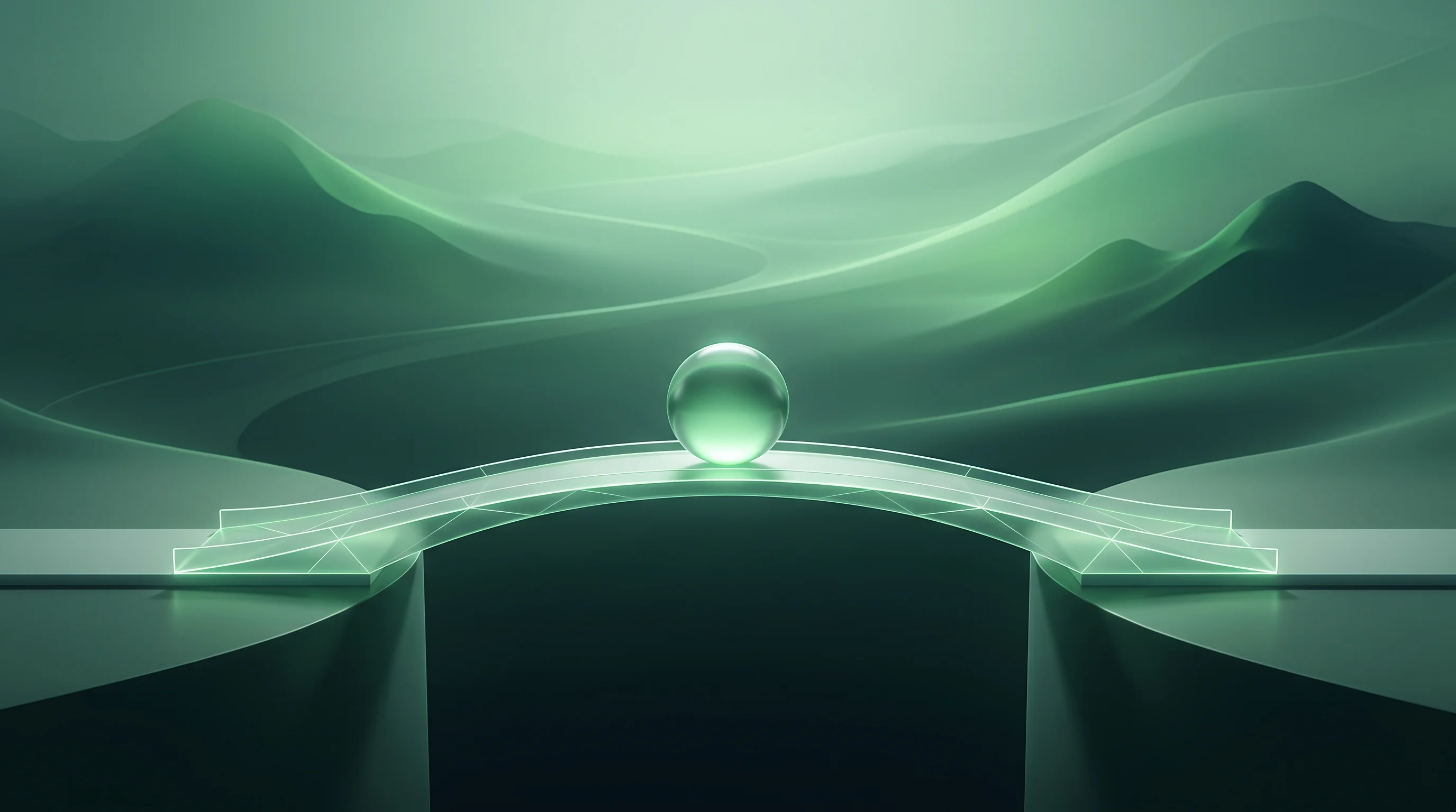 Digital illustration for article section "An Open Question" in "Verdict Machine launches AI security for banks' crypto assets" - A minimalist and conceptual representation of modern financial infrastructure and secure digital ass...