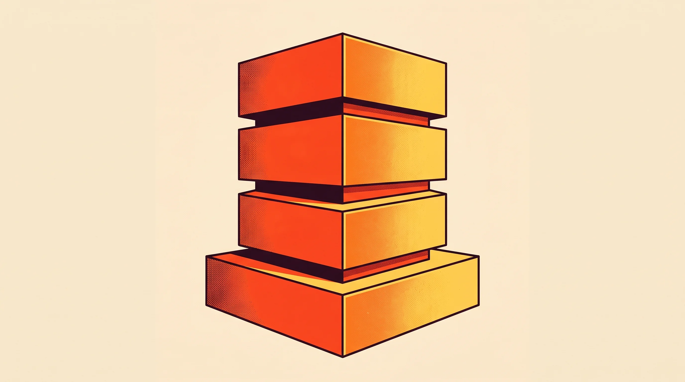 Digital illustration for article section "Content Section 3" in "Zomma launches AI agents to automate finance back offices" - A minimalist, conceptual illustration of a strong, secure geometric monument divided into four disti...