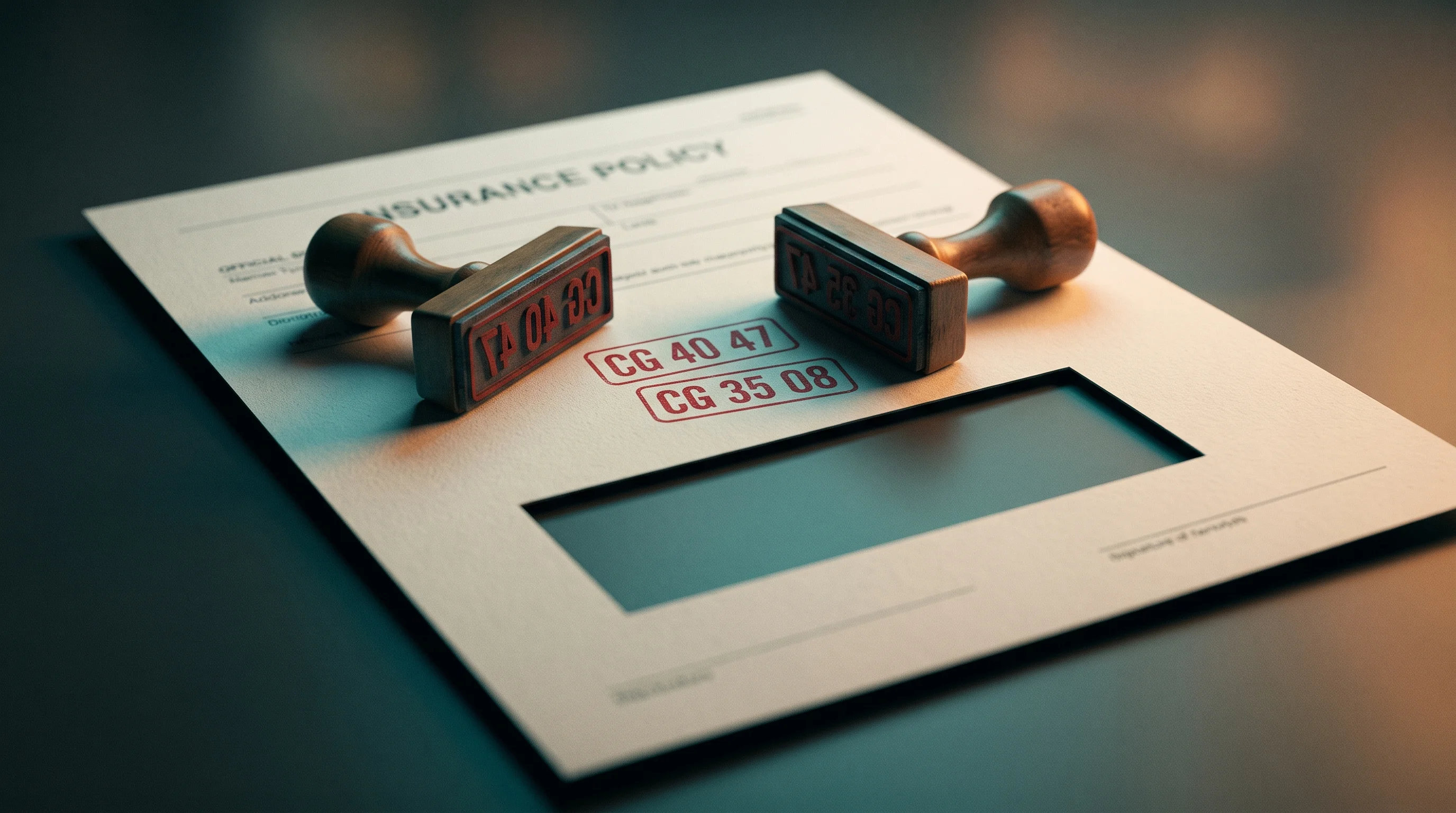 Digital illustration for article section "Content Section 2" in "Risklytics launches insurance brokerage for frontier tech" - A minimalist, conceptual close-up of a crisp, official insurance policy document resting on a smooth...
