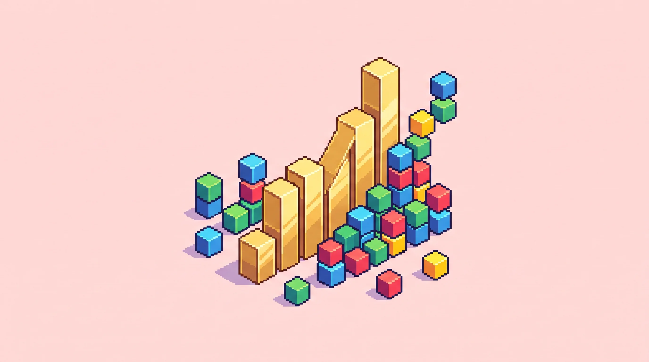 Digital illustration for article section "Content Section 3" in "Financial Datasets launches real-time stock API for AI agents" - A clean, minimal isometric pixel art illustration representing the evolution of AI in financial serv...
