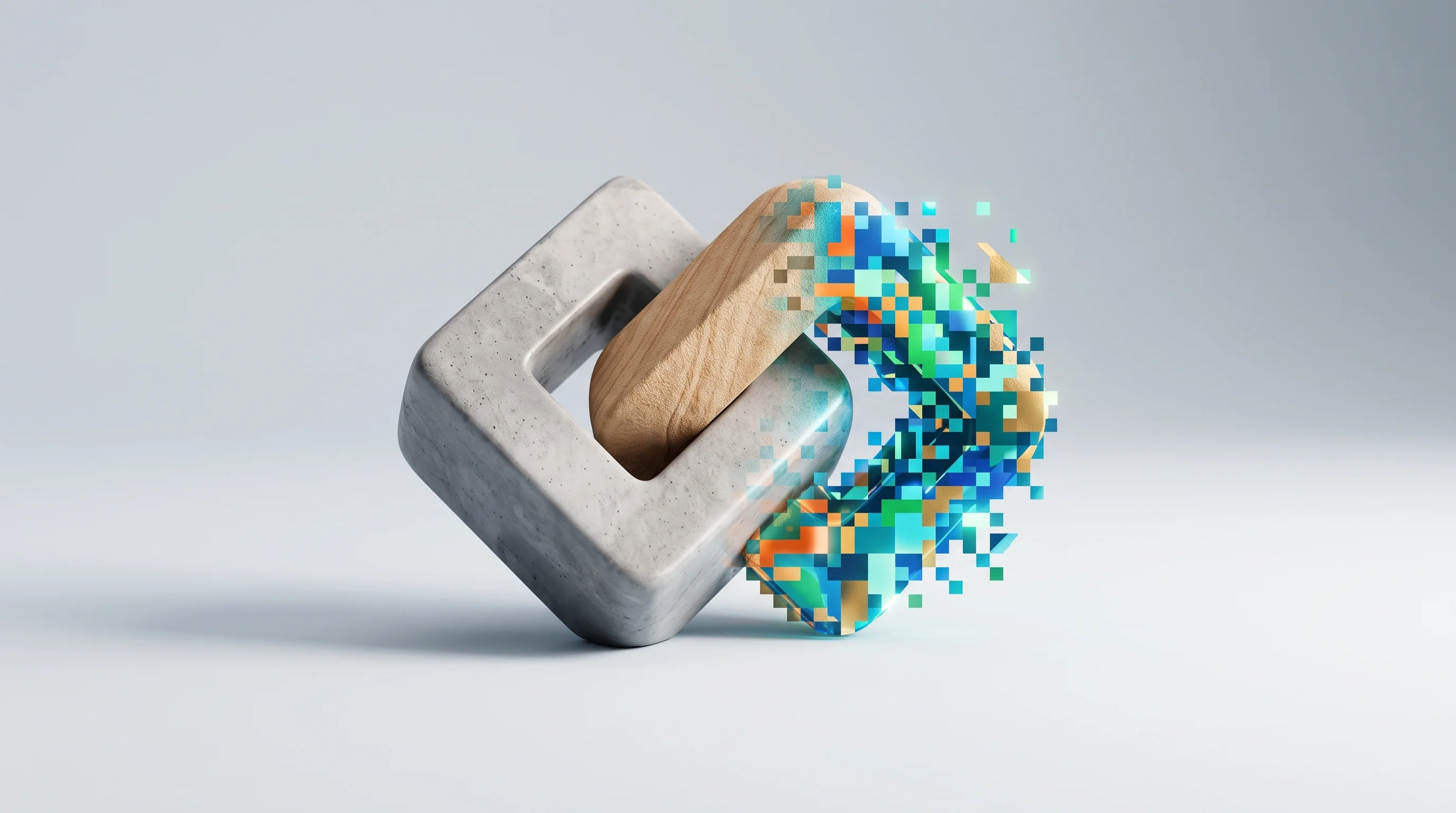 Digital illustration for article section "Content Section 2" in "Discovered Materials raises $9M to build AI for chip materials" - A minimalist and conceptual representation of a two-person startup rebranding and discovering new ma...