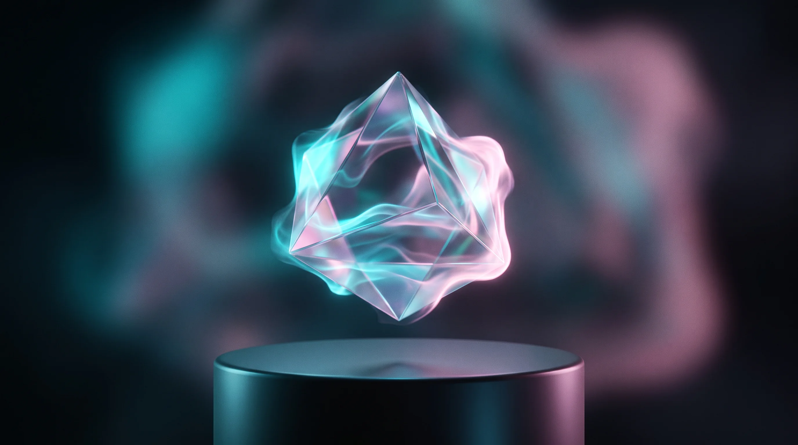 Digital illustration for article section "Content Section 5" in "Experiential Labs builds frontier AI models at 50% lower cost" - A clean, minimal composition featuring a sleek, floating abstract geometric prism gracefully transfo...