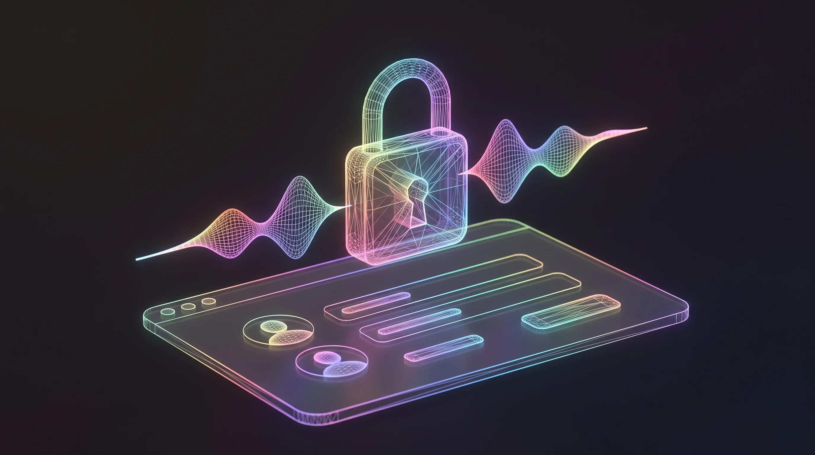 Digital illustration for article section "Content Section 3" in "WhoDunnitAI launches voice-driven murder mystery game" - A clean, minimalist conceptual image representing secure user authentication and software architectu...