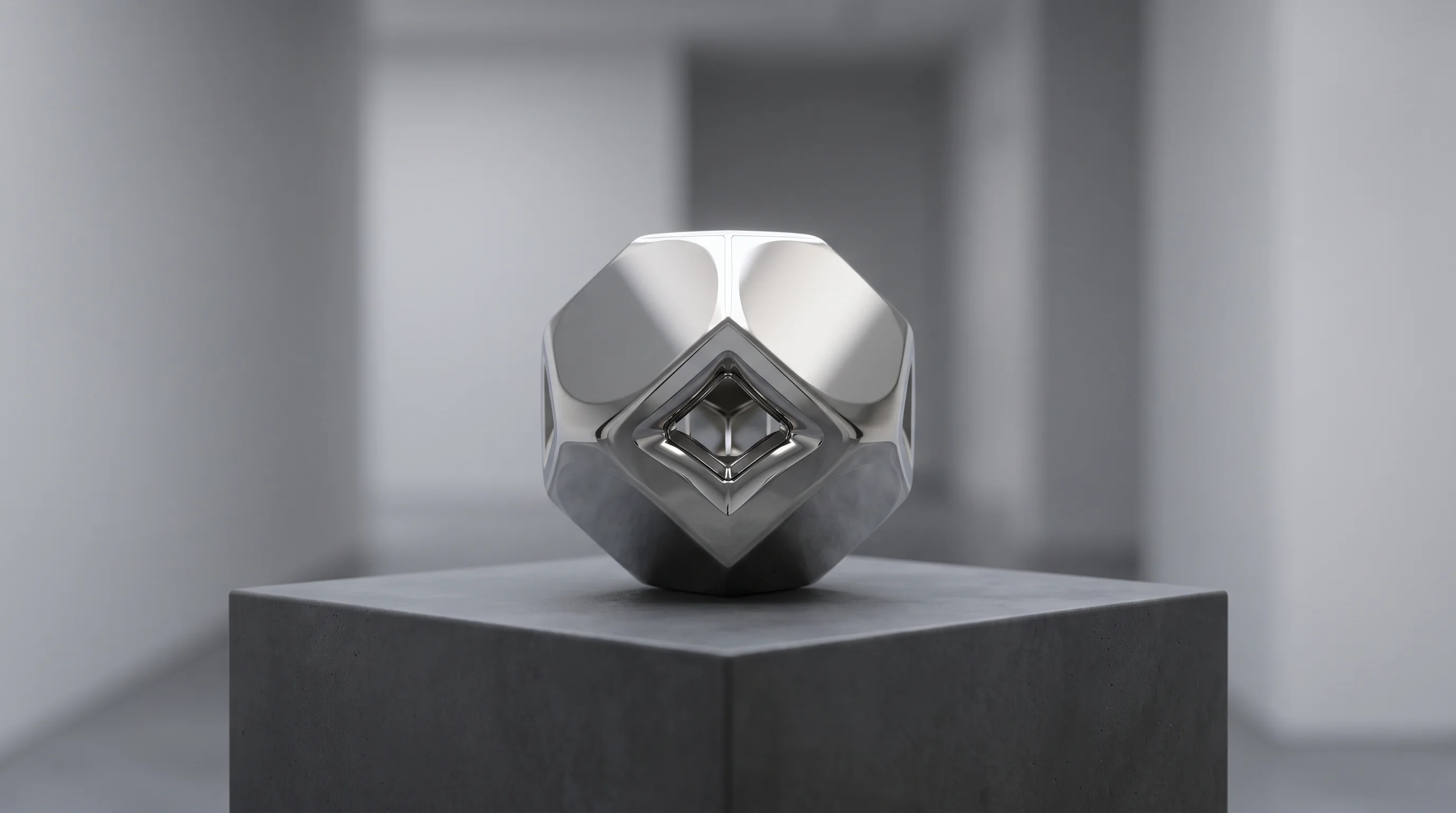 Digital illustration for article section "Content Section 4" in "Mechanize raises $9.1M to build RL environments for AI labs" - A single, perfectly machined, ultra-precise metallic geometric artifact resting on a smooth, minimal...