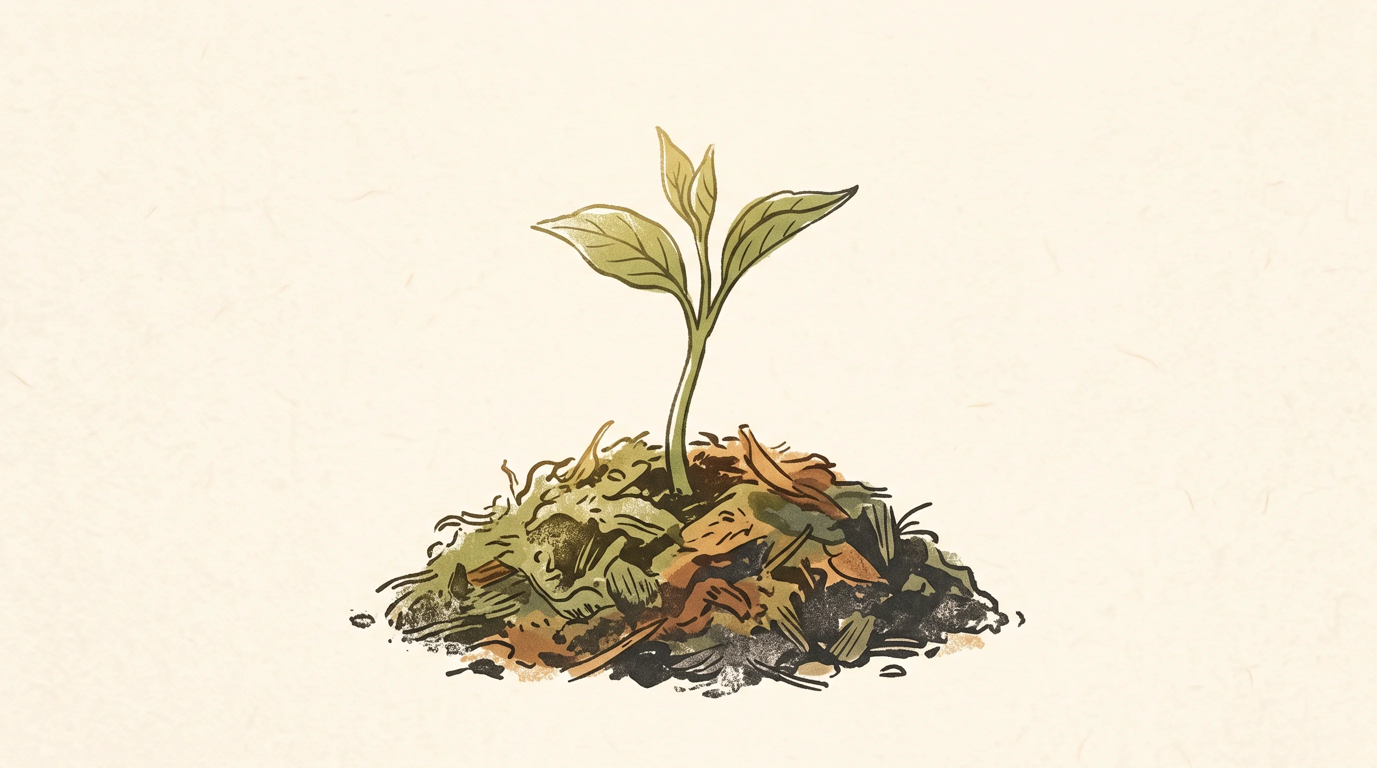 Digital illustration for article section "Content Section 2" in "RevaTerra raises $1.3M to power data centers with AI biofuel" - A conceptual and minimal illustration of a single, vibrant plant sprout emerging gracefully from a s...